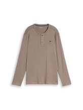 Ausgewählt, Henley Langarmshirt mit Logo-Print von Tom Tailor, braun