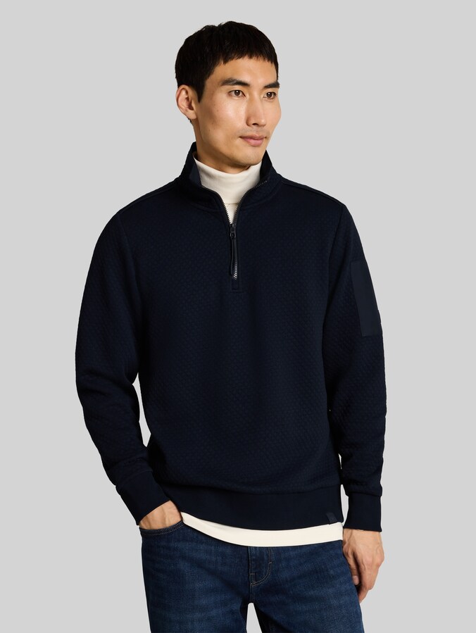 Troyer Sweatshirt mit aufgesetzter Ärmeltasche von Men, sky captain blue