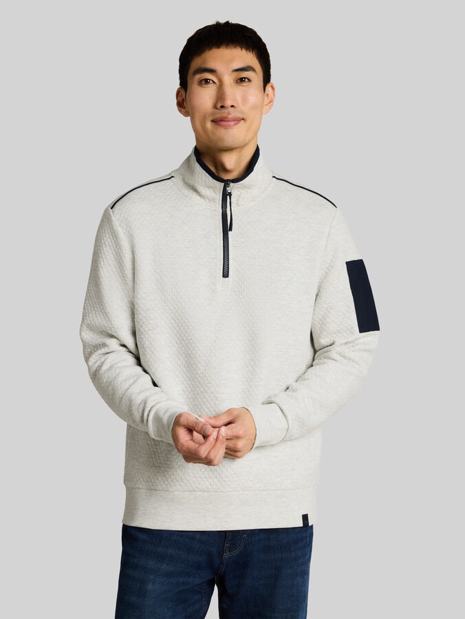 Troyer Sweatshirt mit aufgesetzter Ärmeltasche von Men, soft buttercream melange