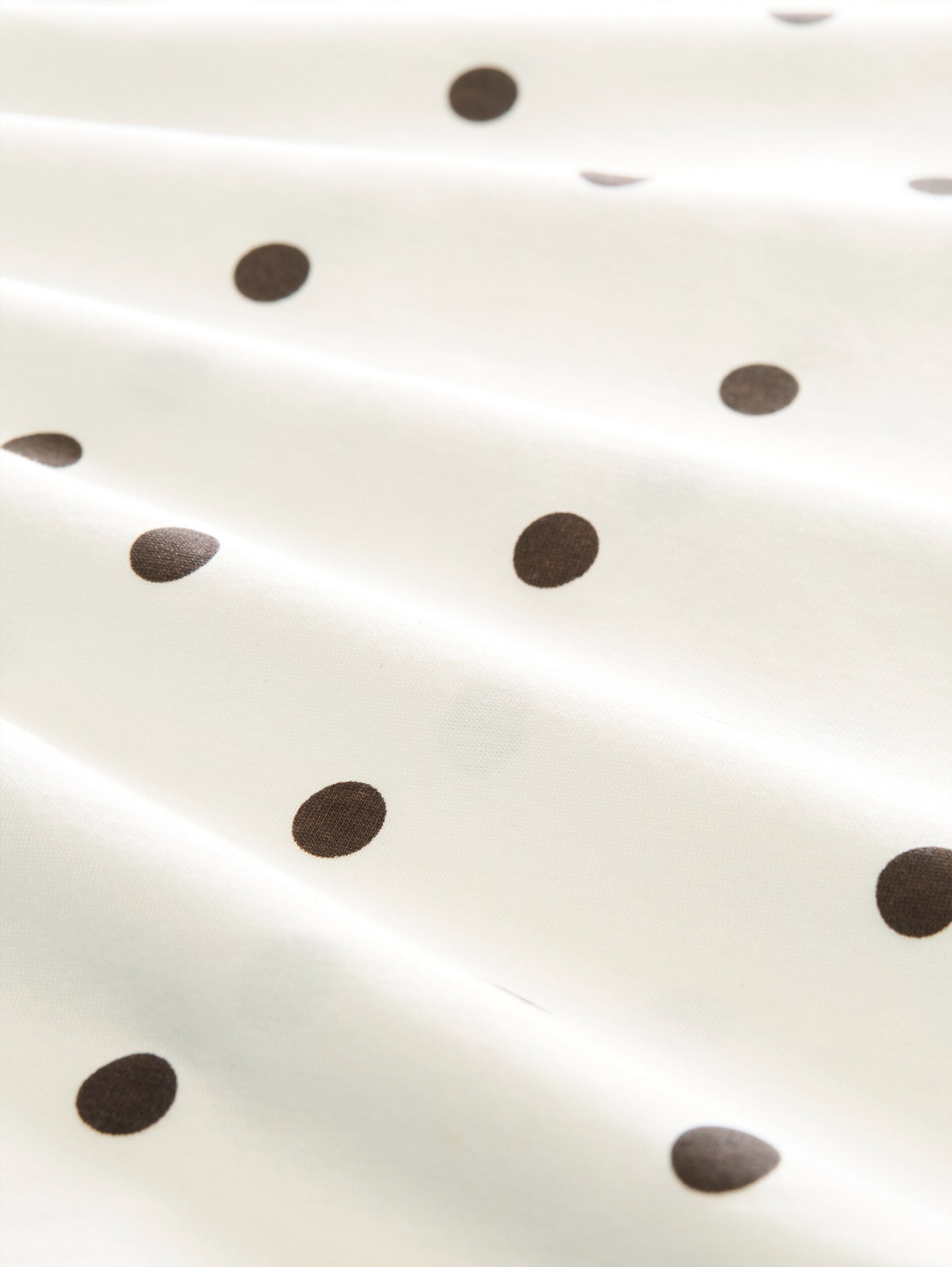 T-shirt met stippen in boxy pasvorm - off white dark brown dot - Materiaalweergave