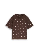 Niet geselecteerd, T-shirt met stippen in boxy pasvorm door Tom Tailor, bruin