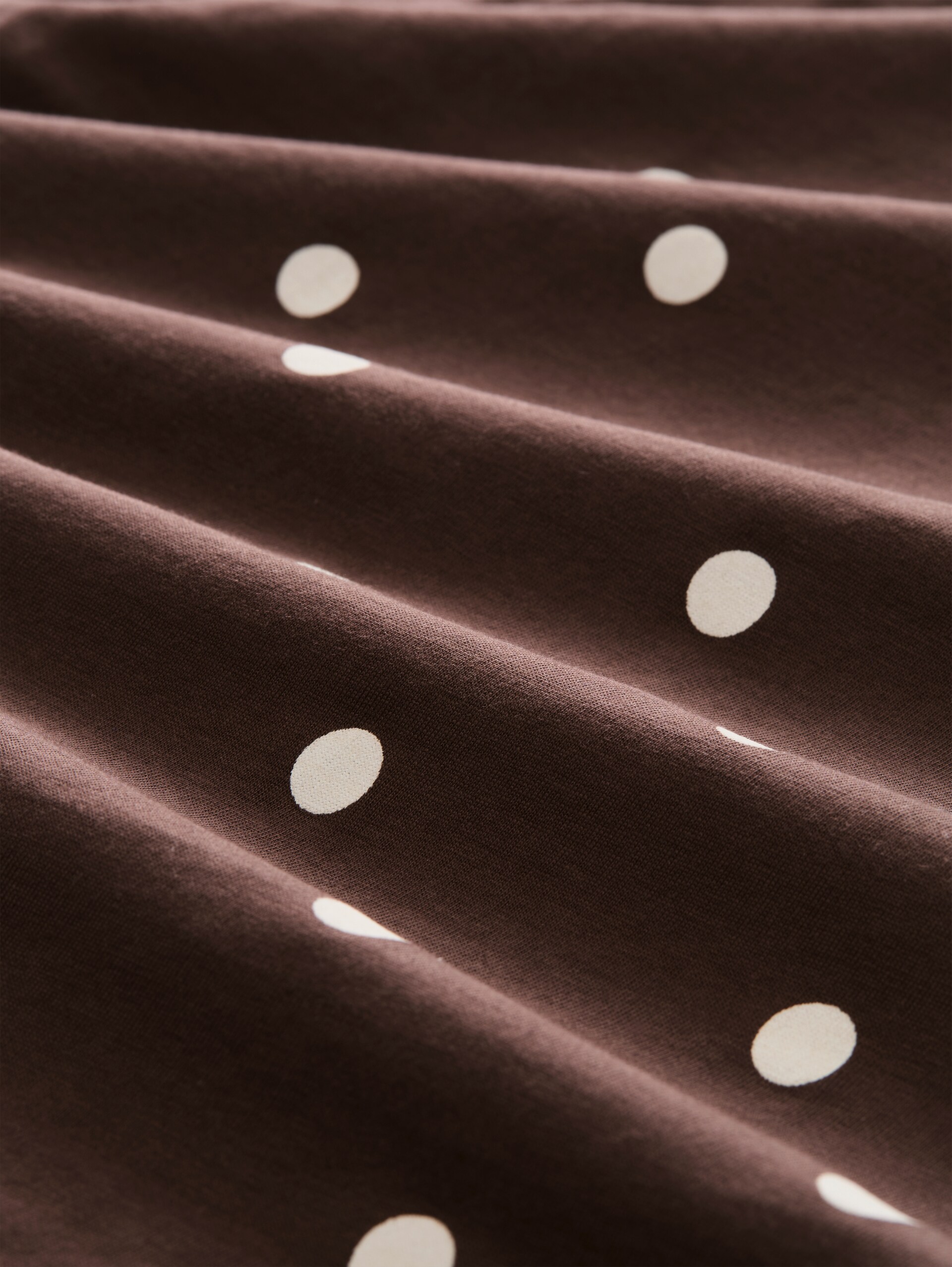 T-shirt met stippen in boxy pasvorm - dark brown white dot - Materiaalweergave