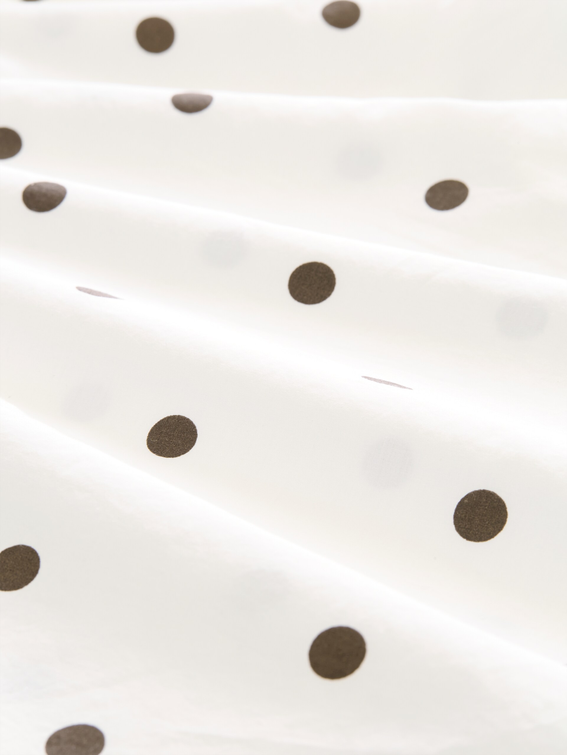 Popelineblouse met stippen - off white dark brown dot - Materiaalweergave