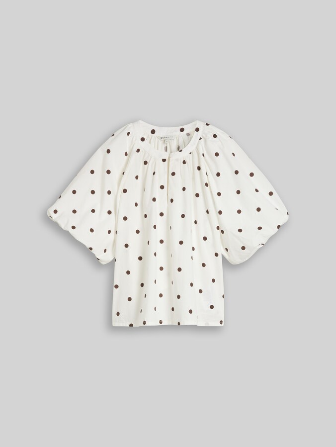 Blouse en popeline à pois par Denim Female, off white dark brown dot