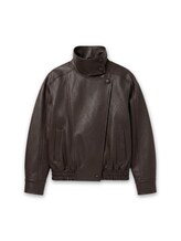Sélectionné, Veste ample en similicuir à col montant par Tom Tailor, brunir