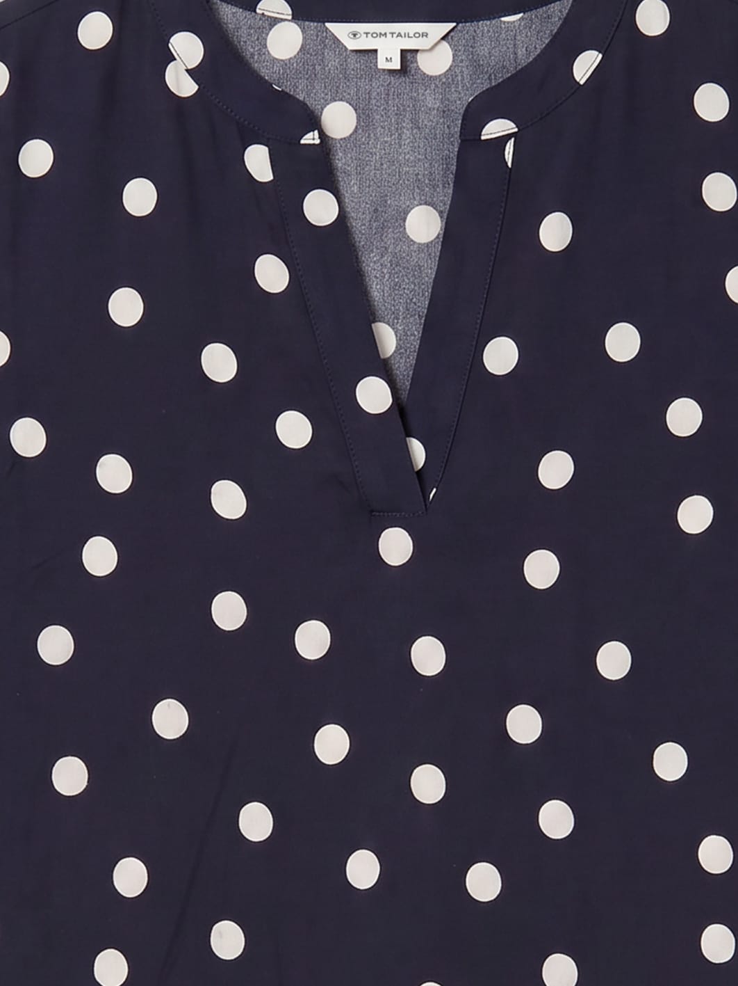 Loose Fit Bluse mit V-Ausschnitt - navy big dot design - Material-Ansicht