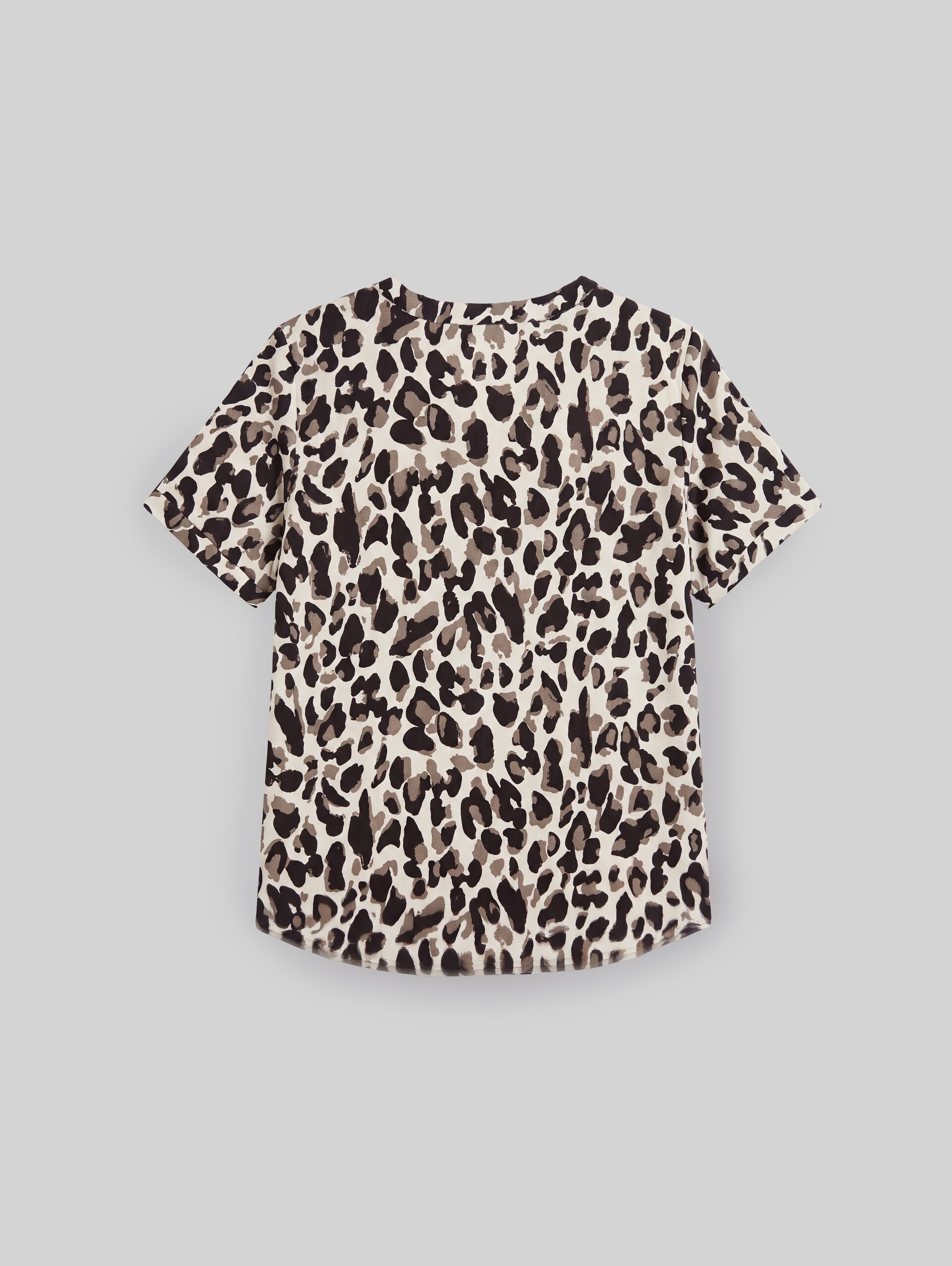 Loose Fit Bluse mit V-Ausschnitt - brown beige leo print