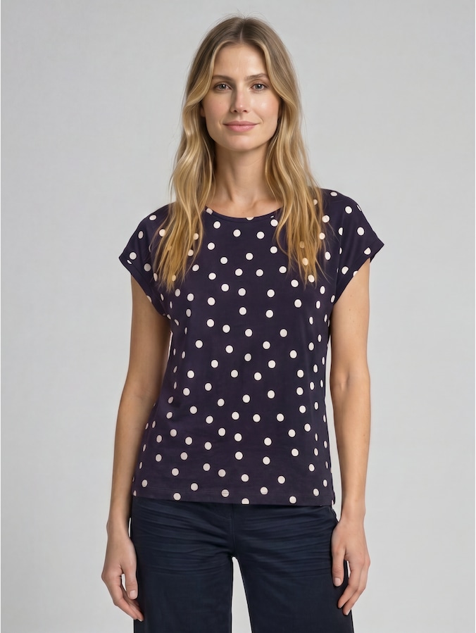 T-Shirt mit Allover-Print von Women, navy big dot design