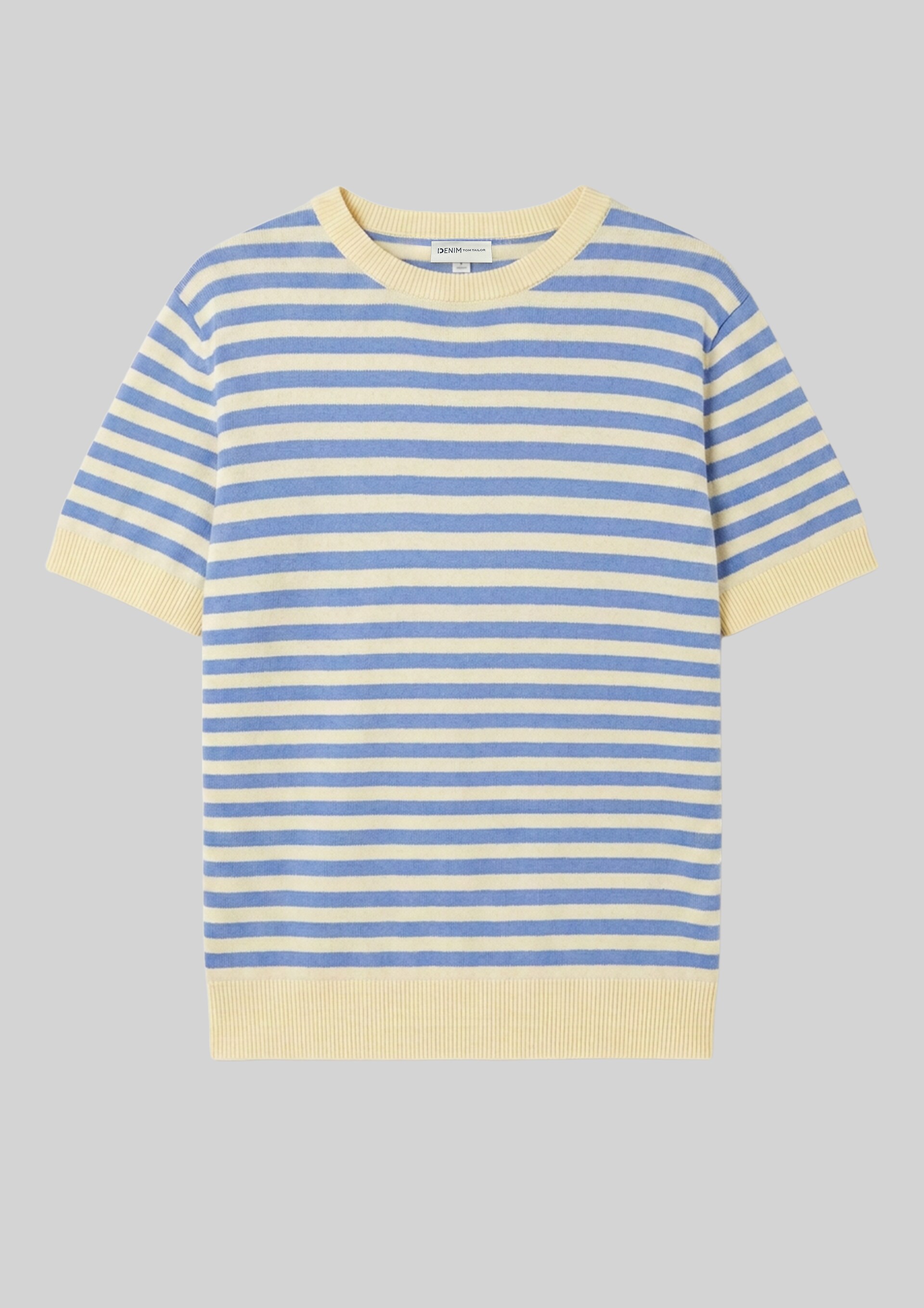 Pull en maille à rayures - mid blue white stripe