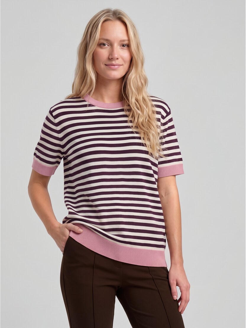 Gebreide trui met streepmotief door Denim Female, dark plum white stripe
