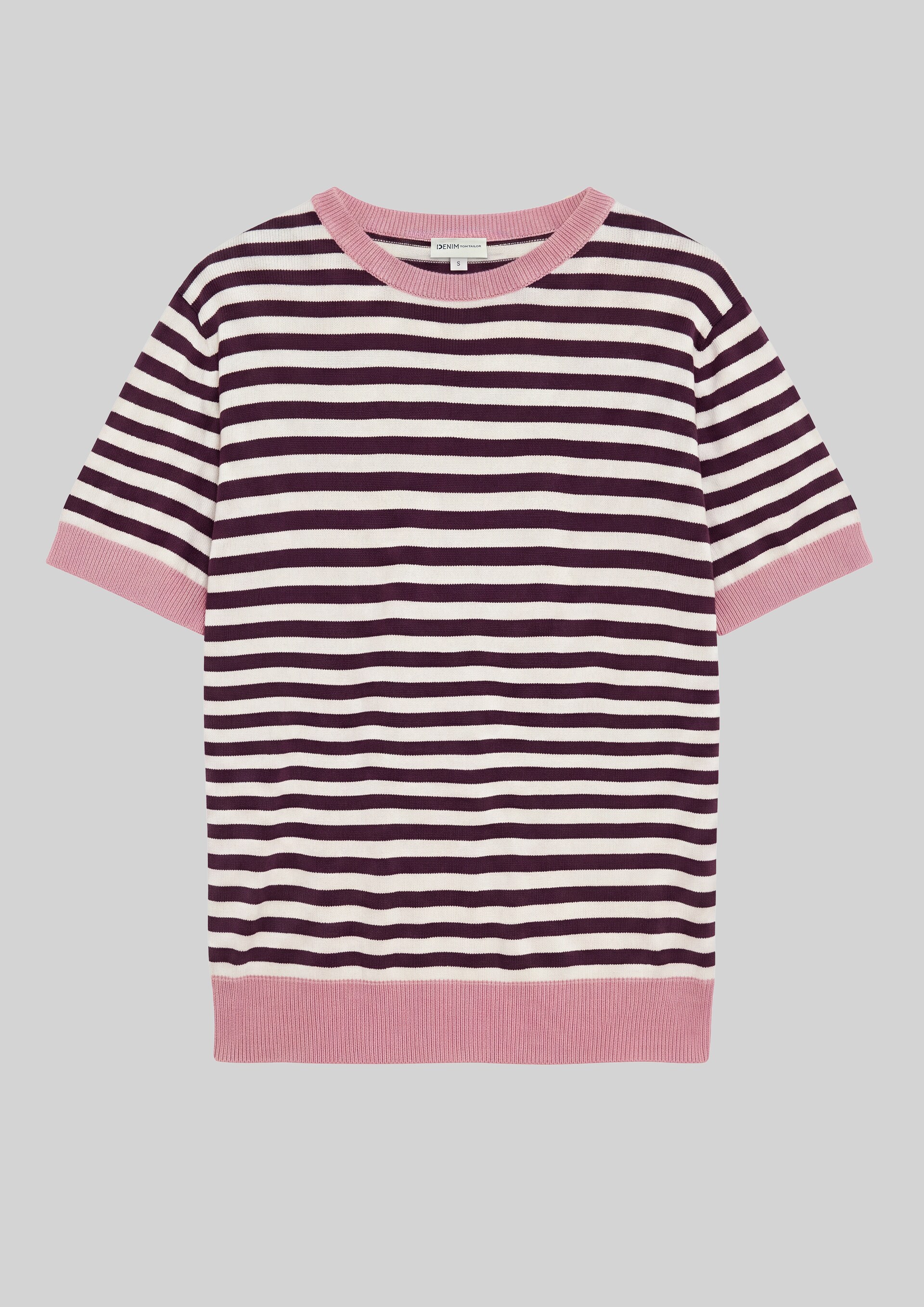 Pull en maille à rayures - dark plum white stripe