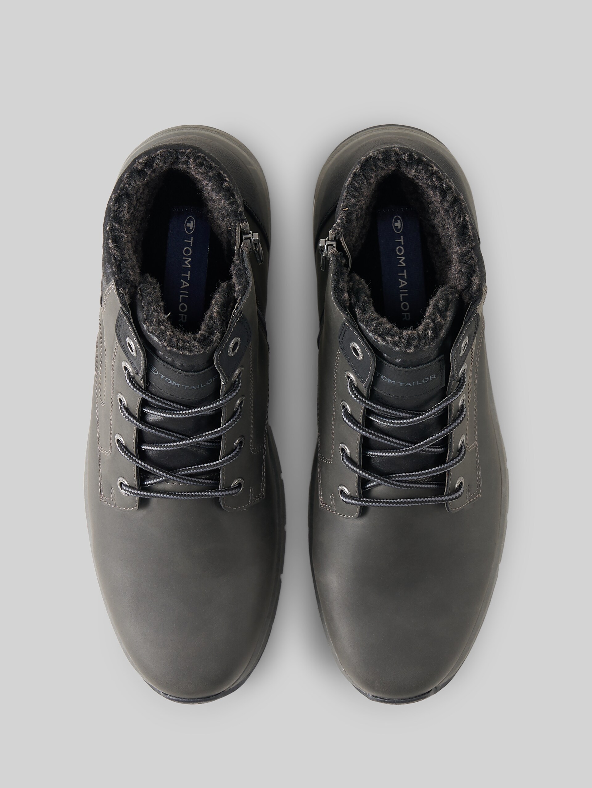 Waterproof ankle boots with lining - coal - Product view from top 
