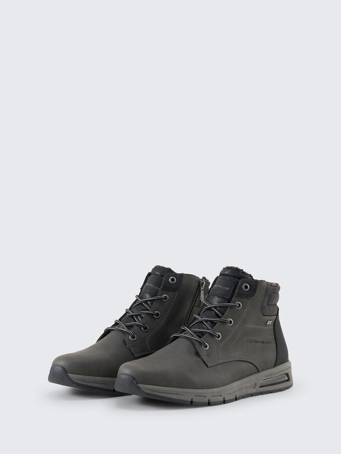Waterproof ankle boots with lining by Men, coal