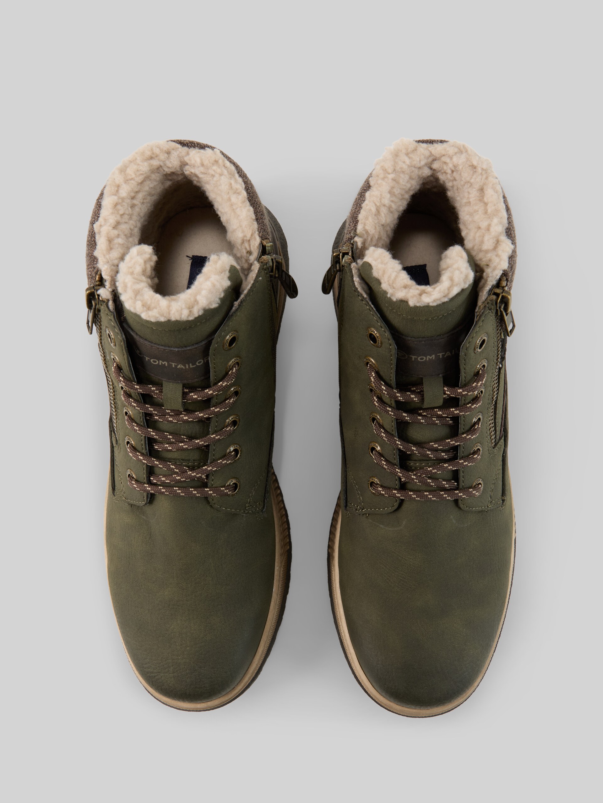Waterdichte laarzen met voering - khaki - Bovenaanzicht product 