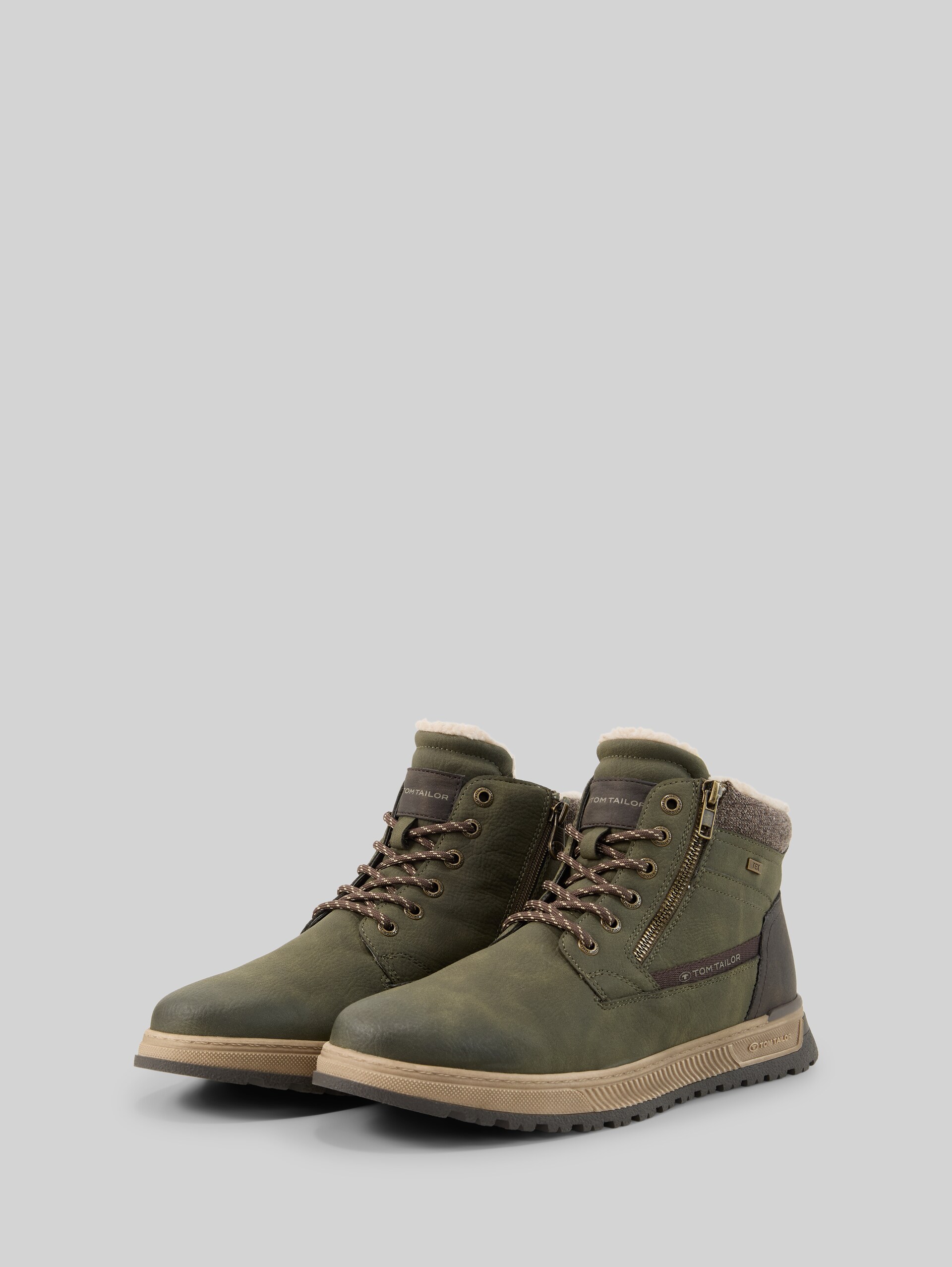 Waterdichte laarzen met voering - khaki - zijaanzicht product
