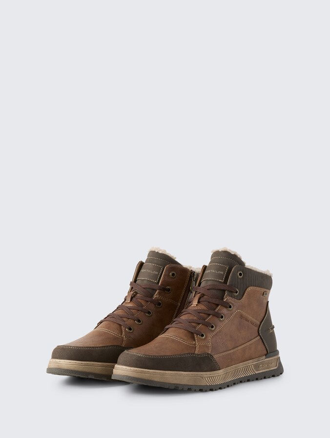 Waterproof ankle boots with lining by Men, rust