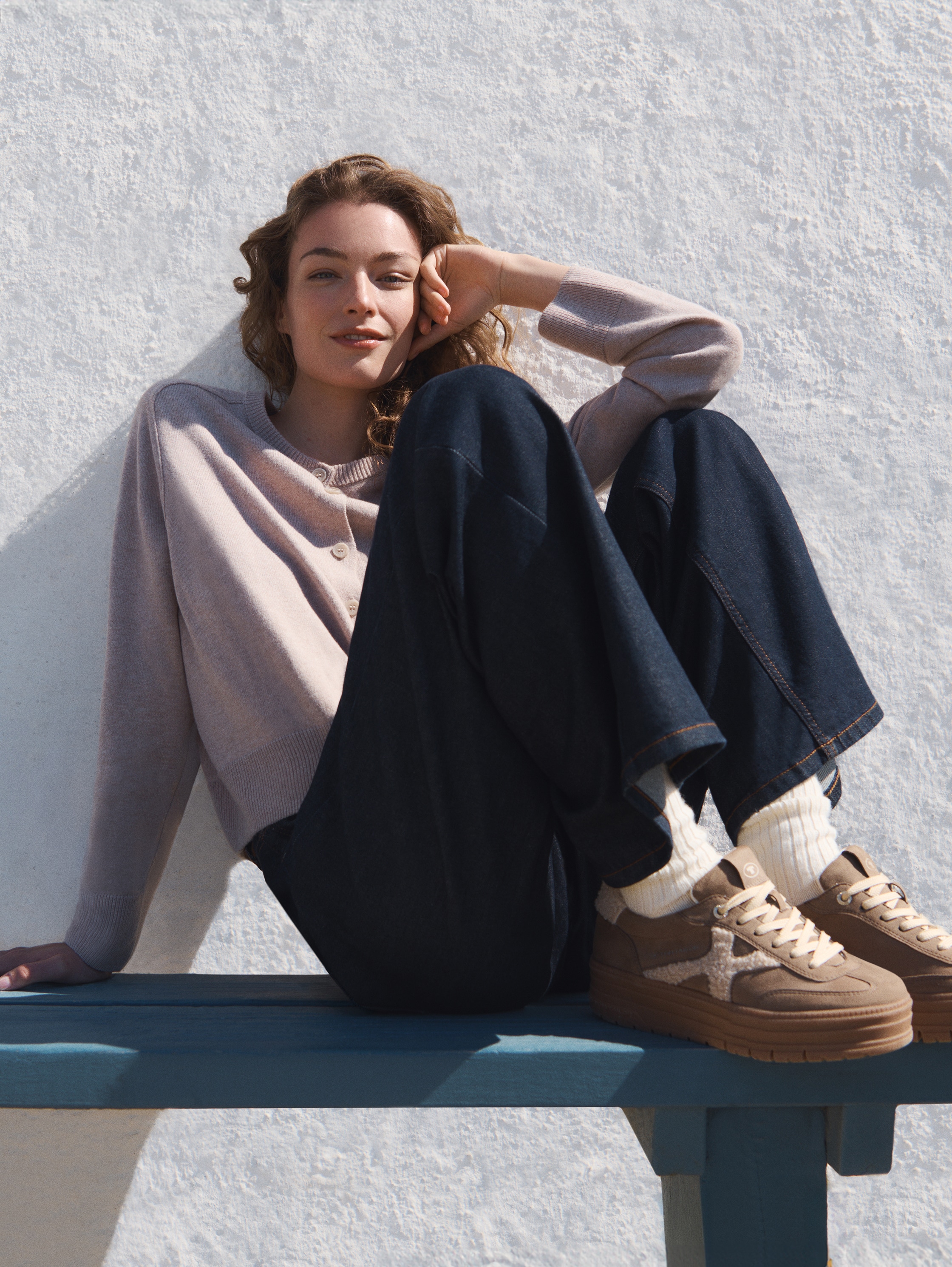 Gefütterte Sneaker mit Plateau-Sohle von Women, khaki