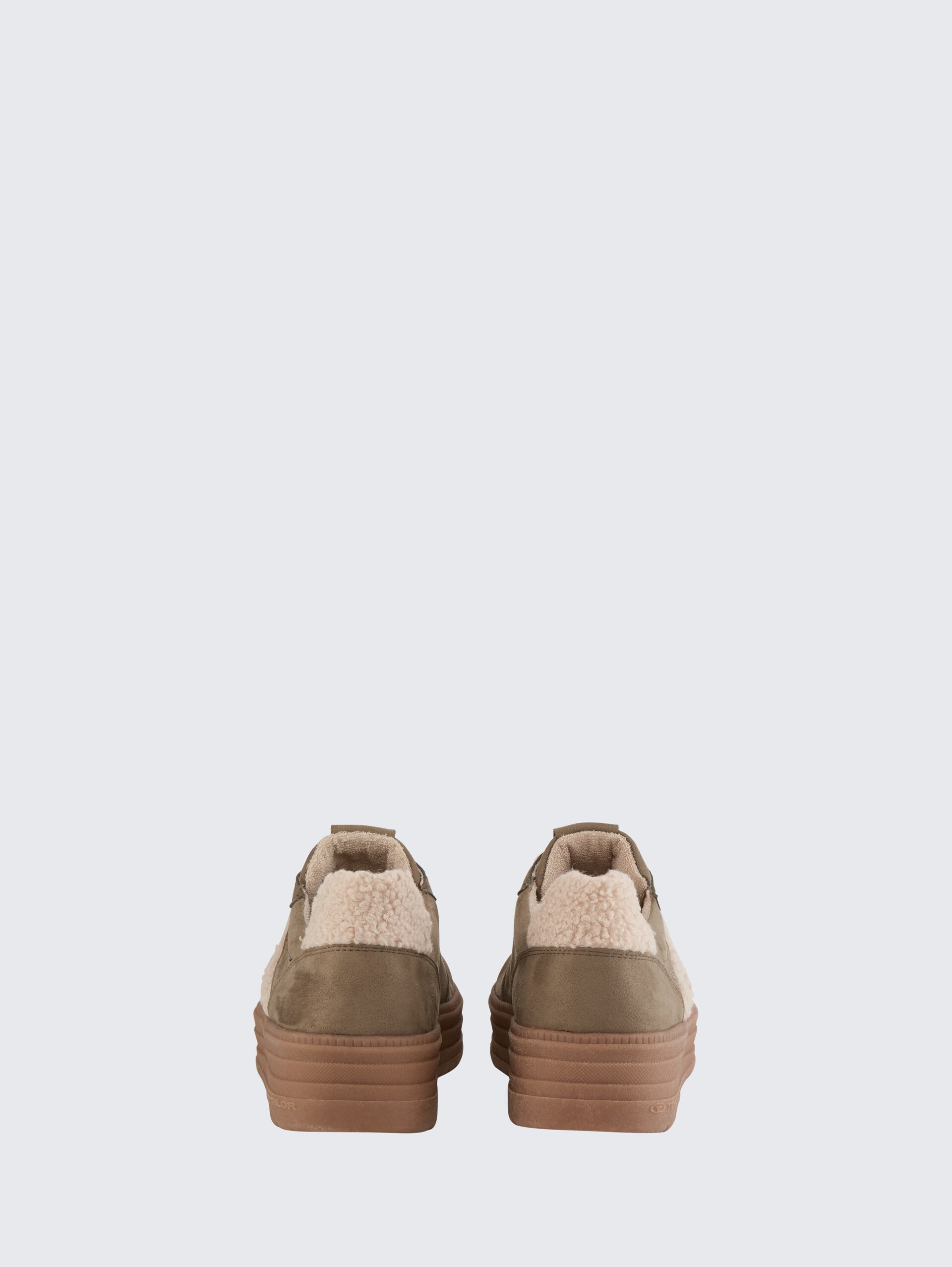 Gefütterte Sneaker mit Plateau-Sohle - khaki - Produkt-Rückansicht
