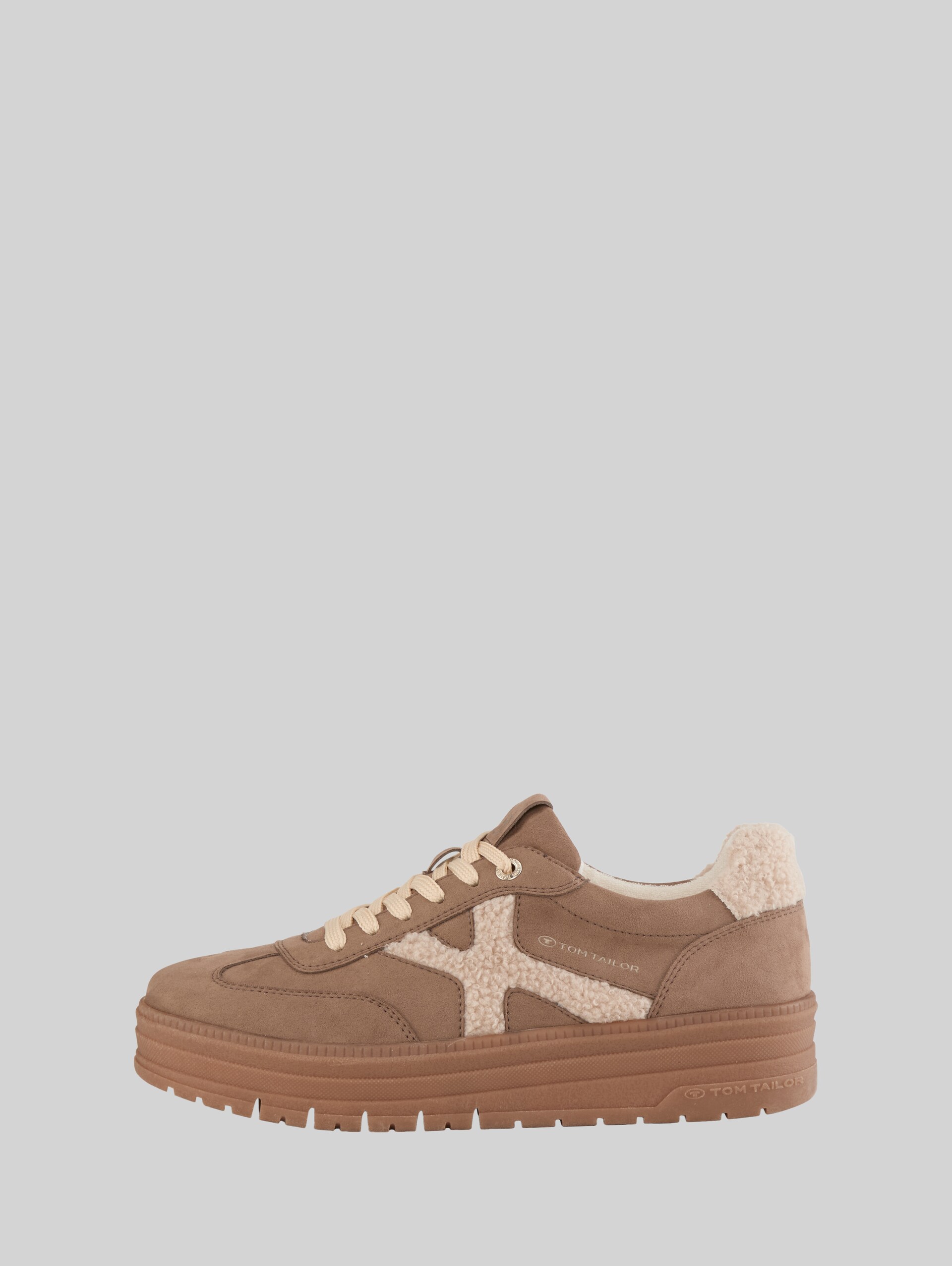 Lined trainers with platform sole - fango - Product detail view