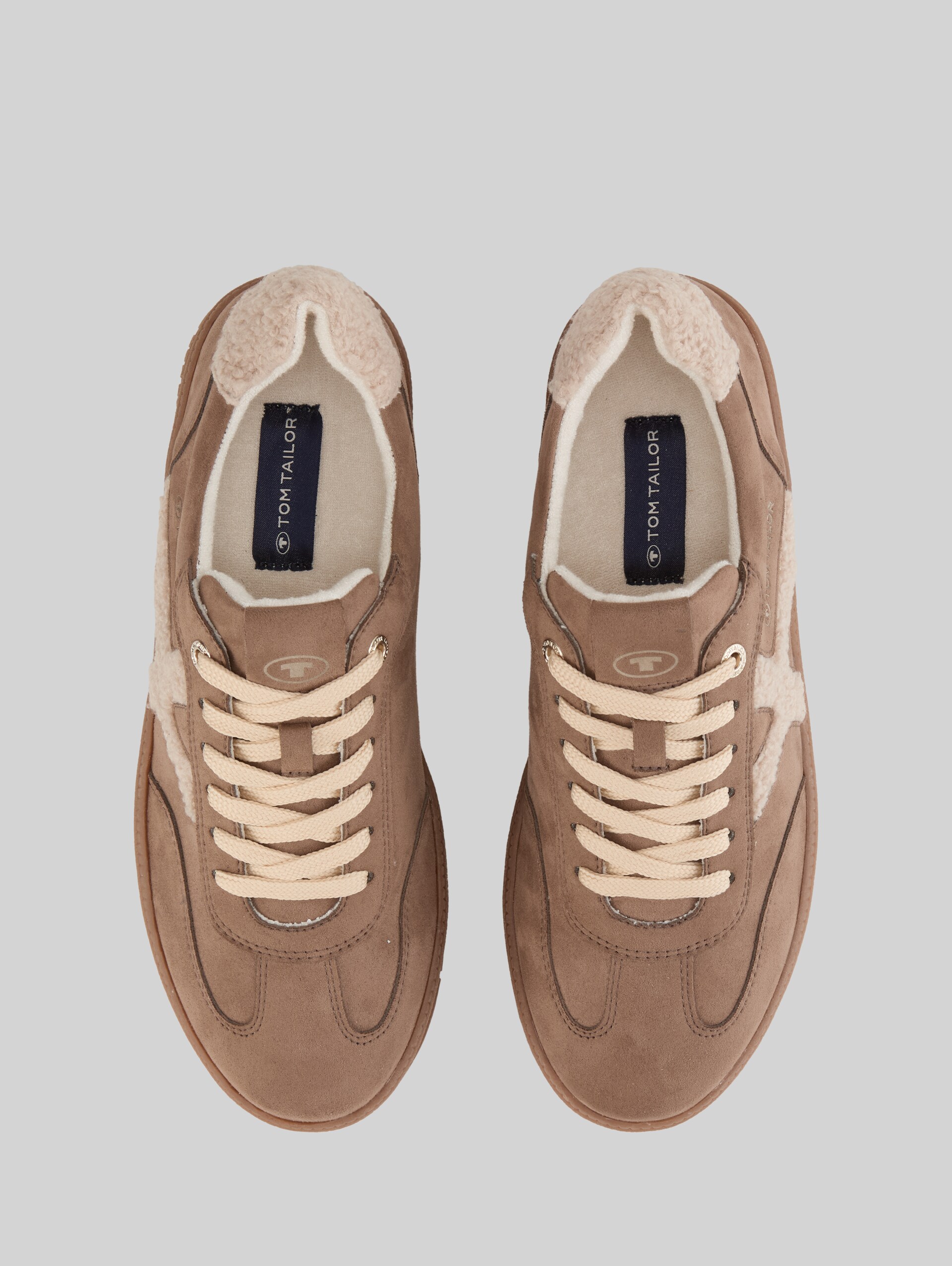 Lined trainers with platform sole - fango - Product view from top 