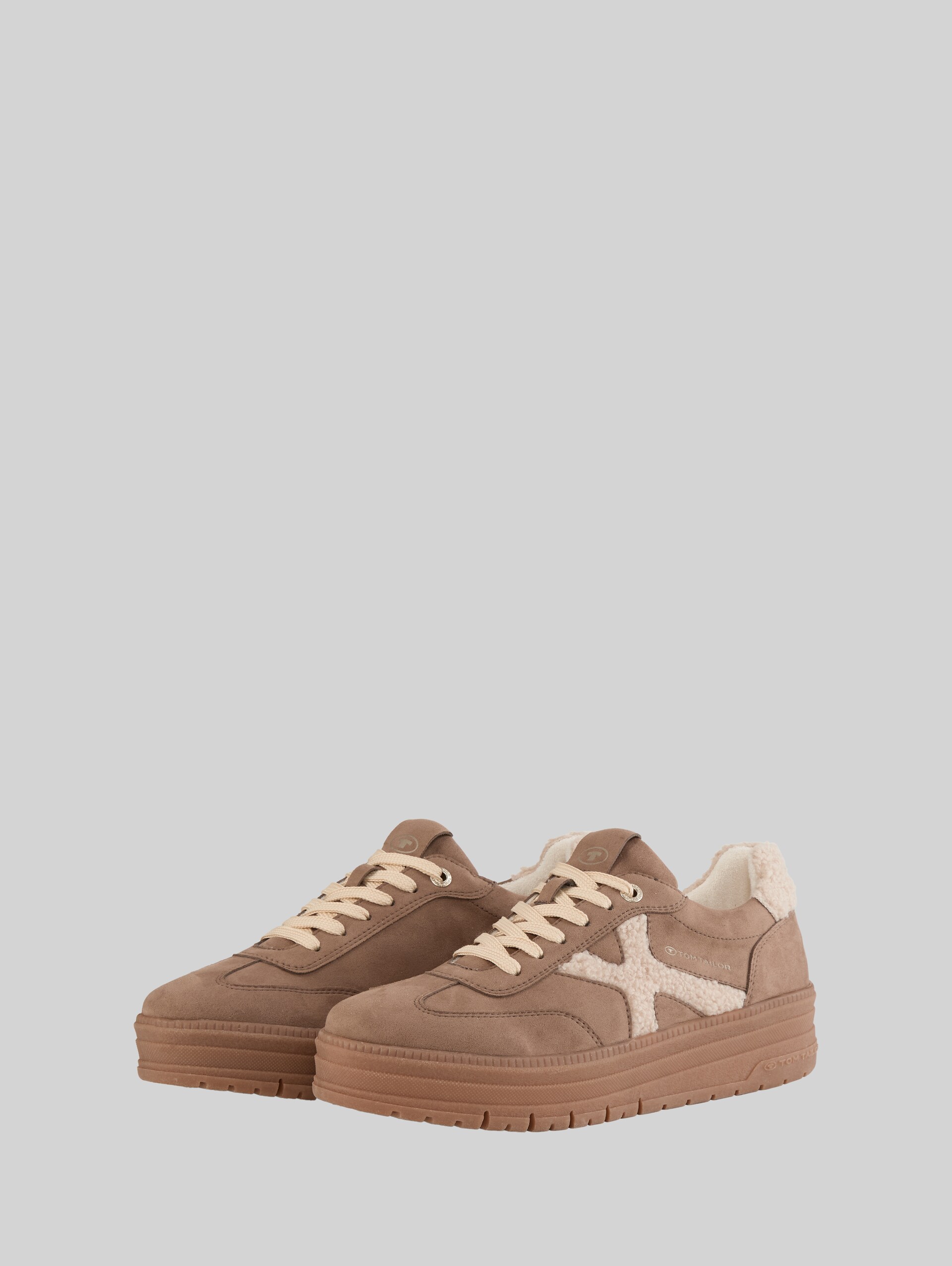 Lined trainers with platform sole - fango - side product view