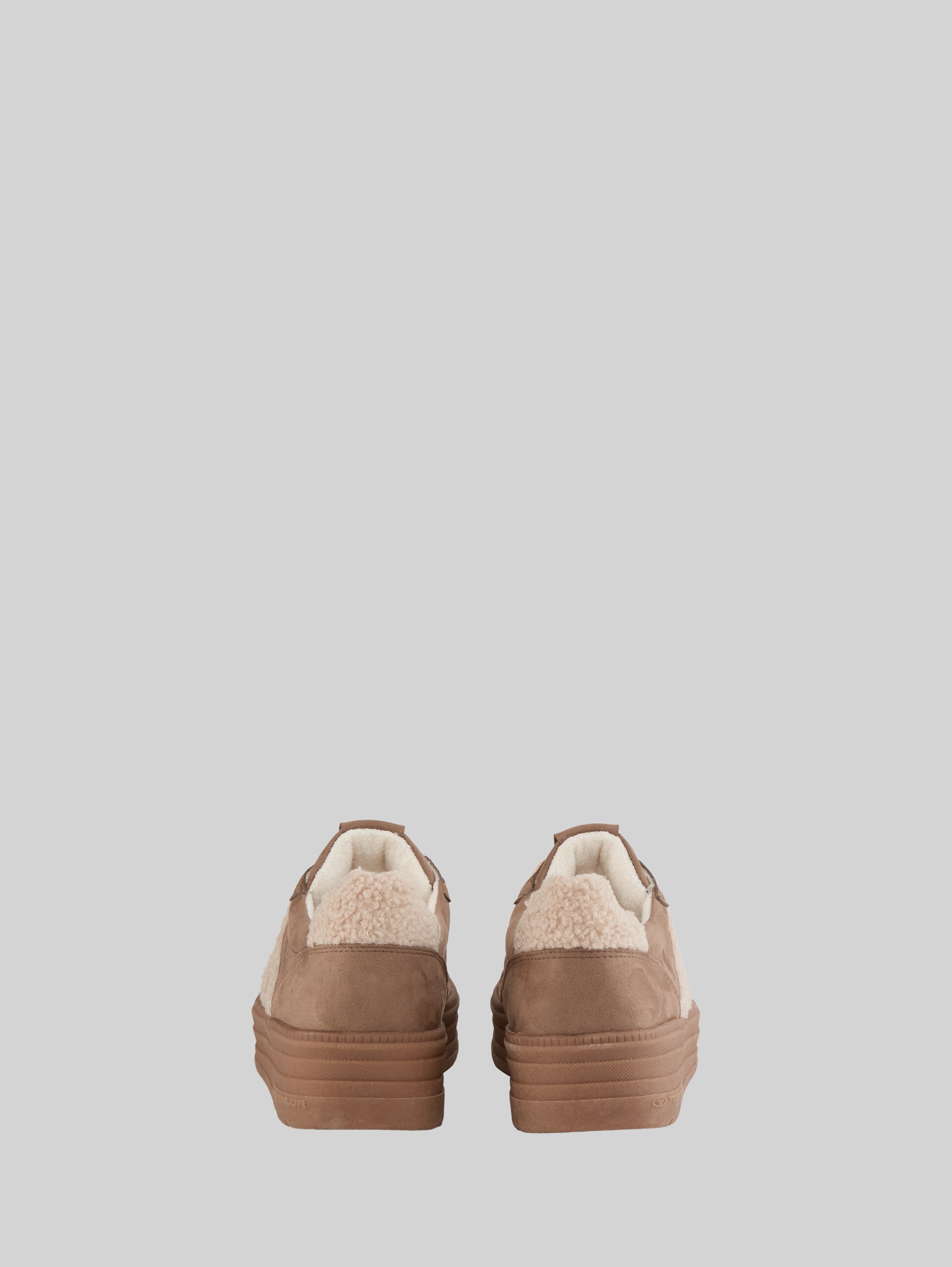 Lined trainers with platform sole - fango - Product rear view