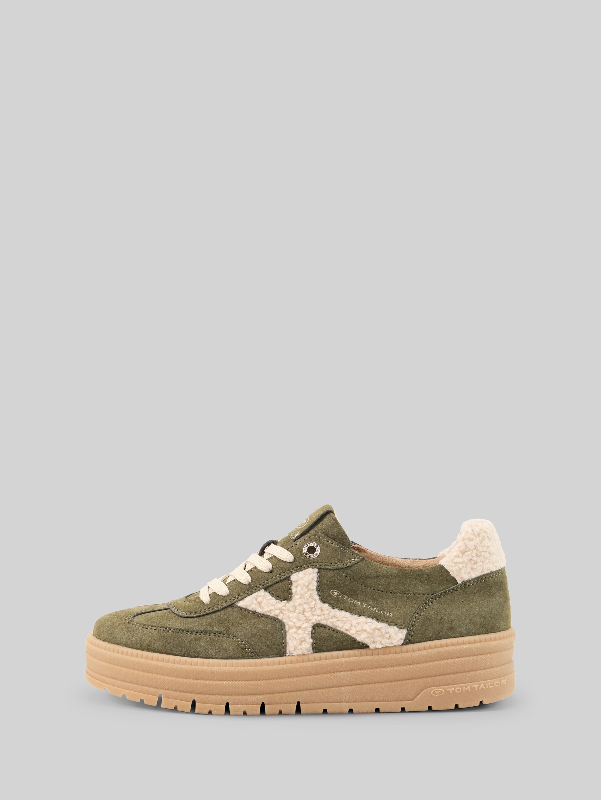 Baskets à semelle compensée - khaki - vue latérale du produit