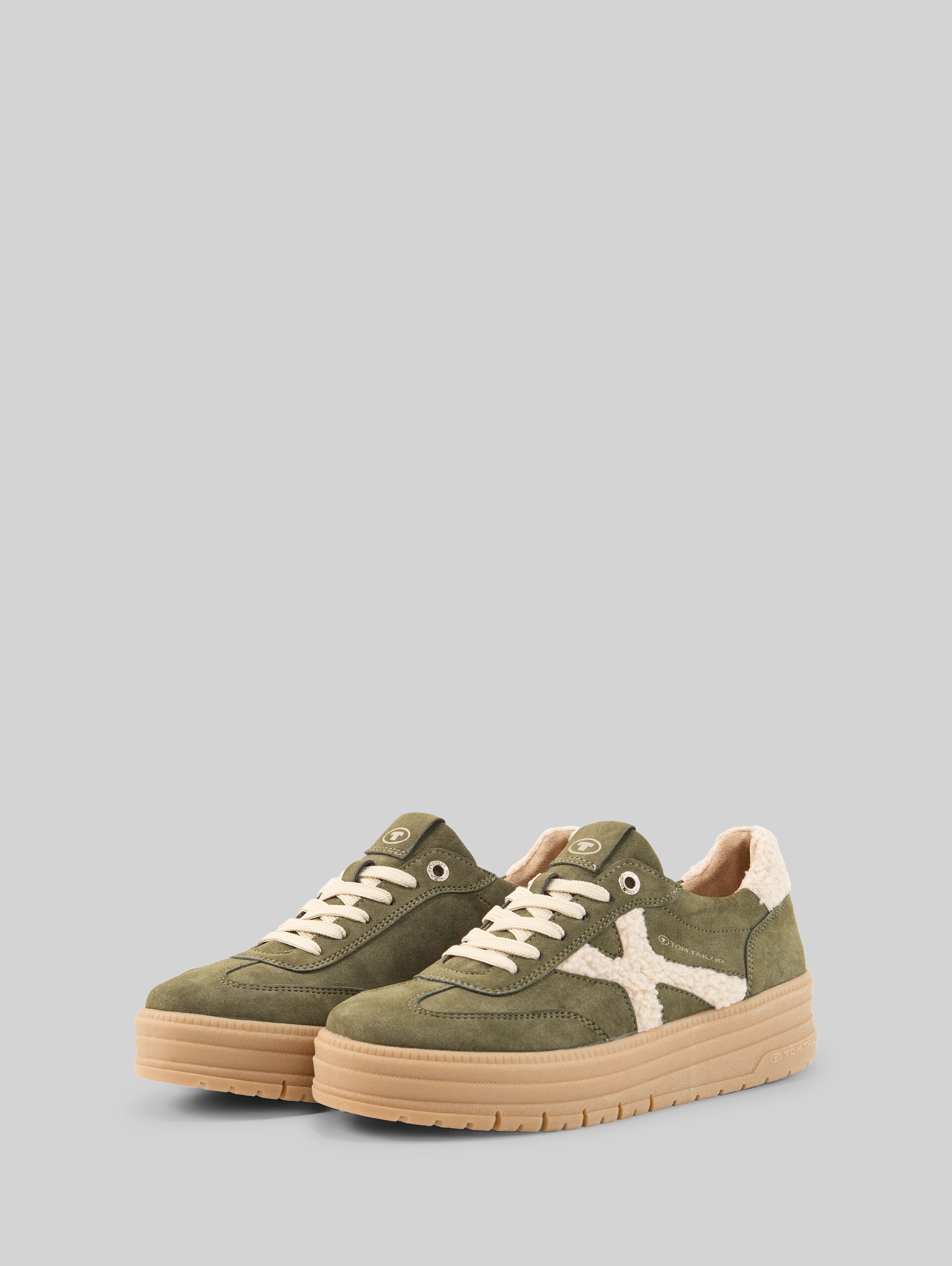 Baskets à semelle compensée - khaki - vue latérale du produit