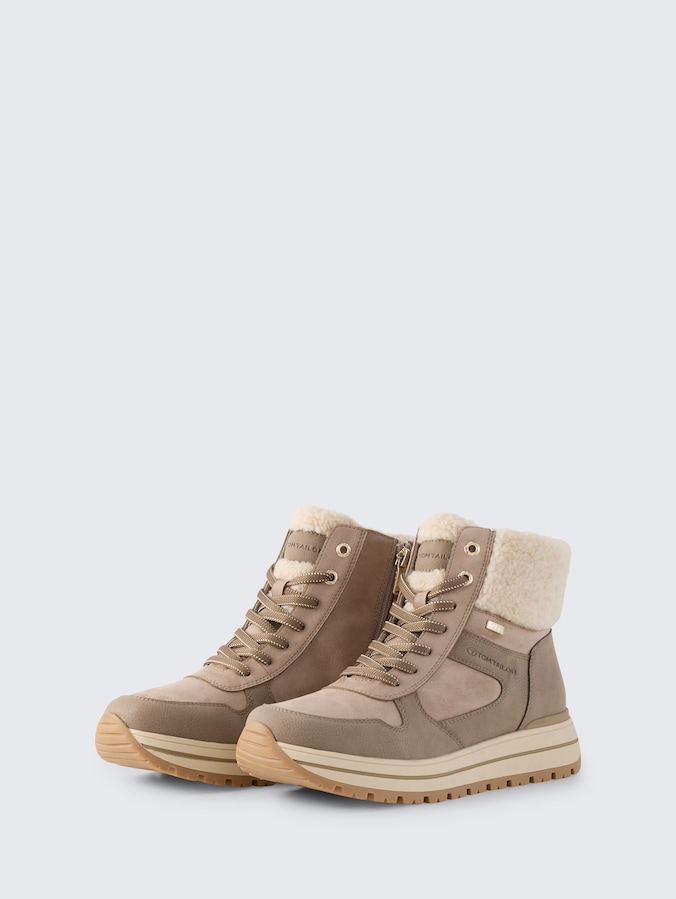 Waterproof ankle boots with platform sole by Women, mud