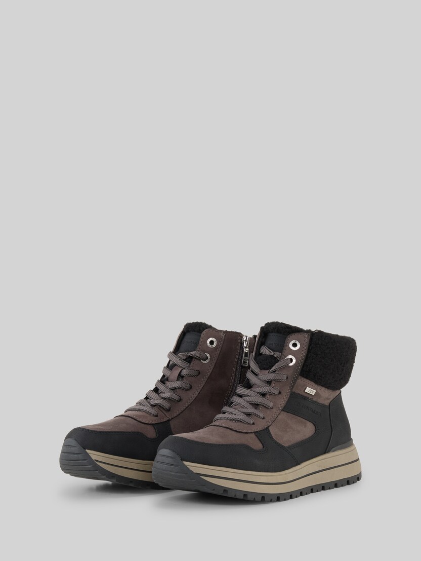 Waterproof ankle boots with platform sole by Women, black