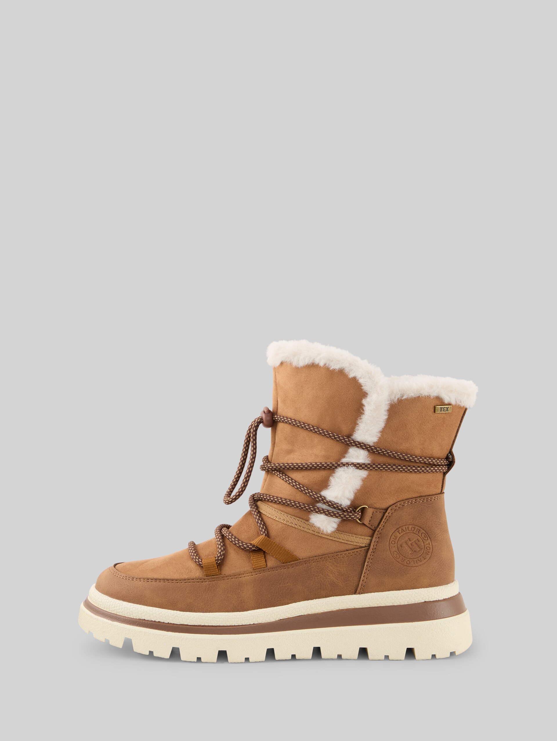 Waterproof snow boots with laces - cognac - Product detail view