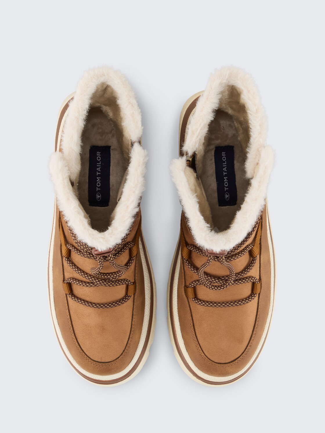 Wasserfeste Schneestiefel mit Schnürung - cognac - Produkt-Ansicht von oben 