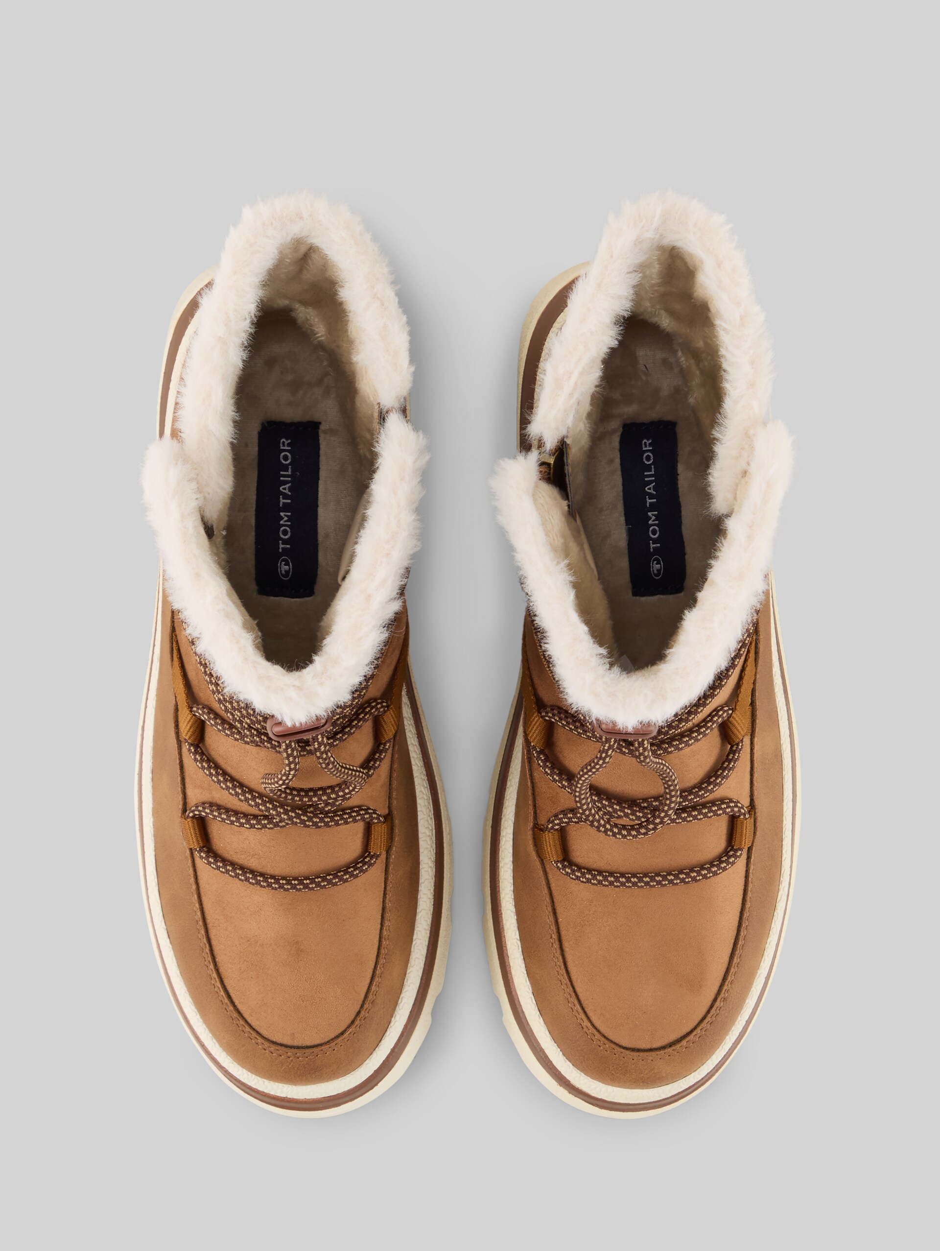 Waterproof snow boots with laces - cognac - Product view from top 