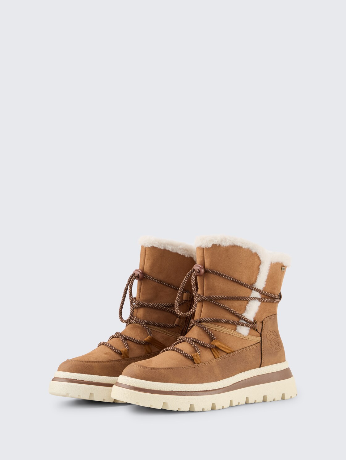 Wasserfeste Schneestiefel mit Schnürung - cognac - seitliche Produkt-Ansicht