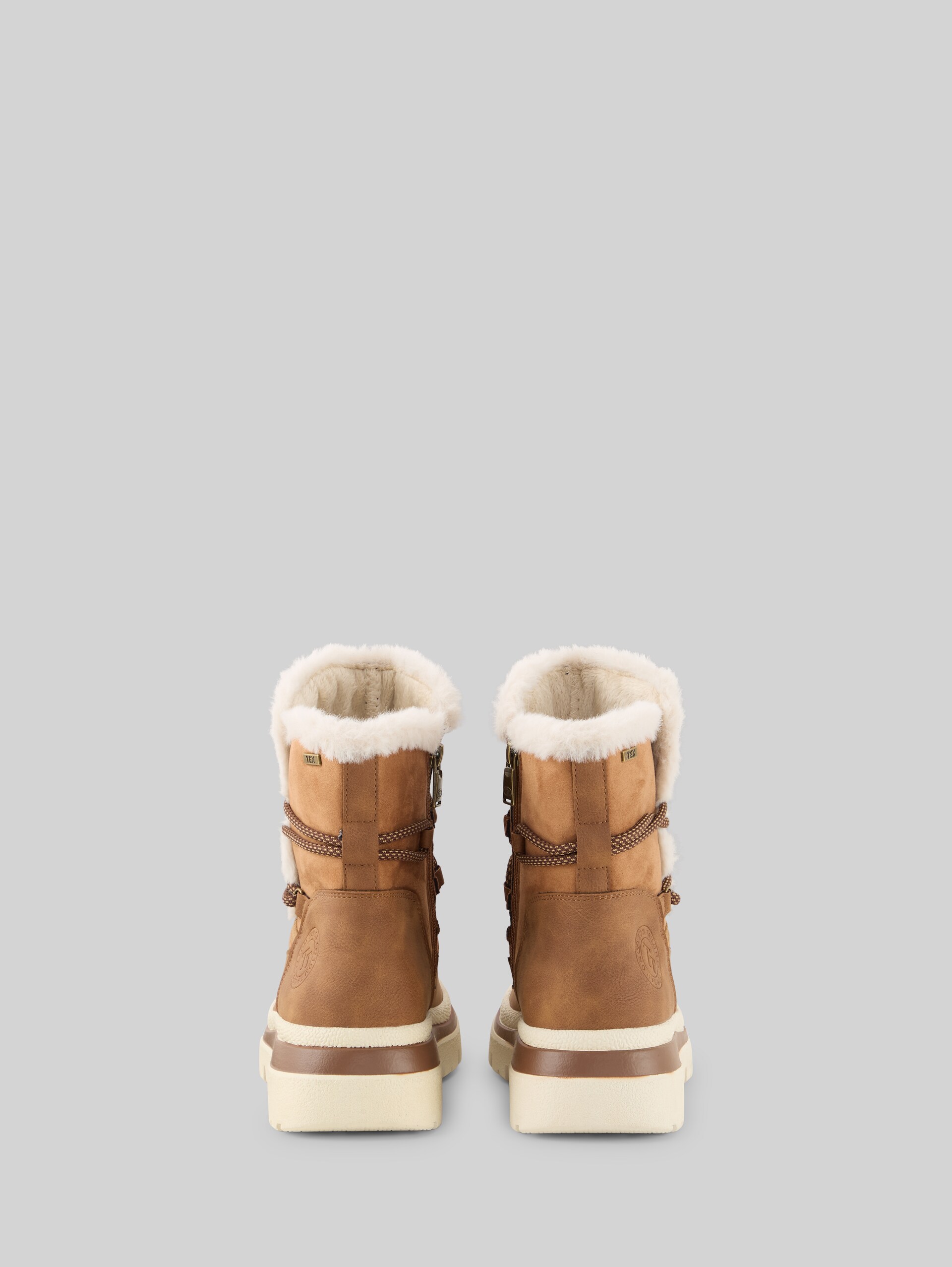 Waterproof snow boots with laces - cognac - Product rear view