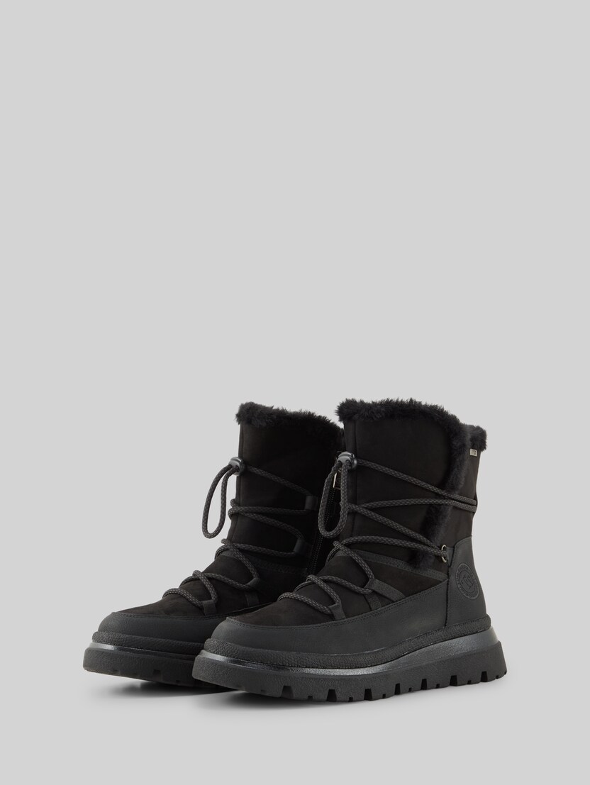 Waterproof snow boots with laces by Women, black