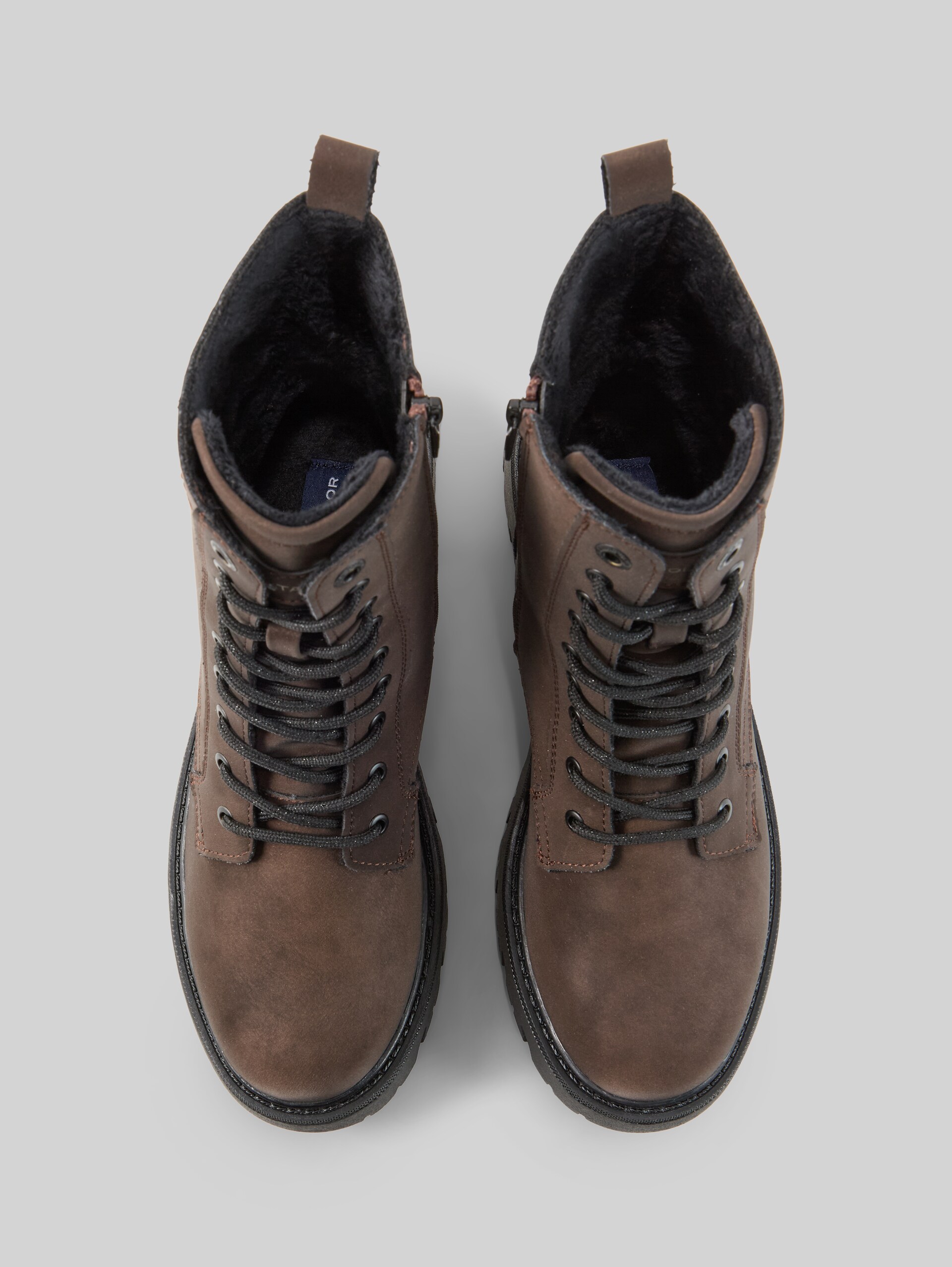 Bottes à lacets doublées - mokka - Vue du produit du haut