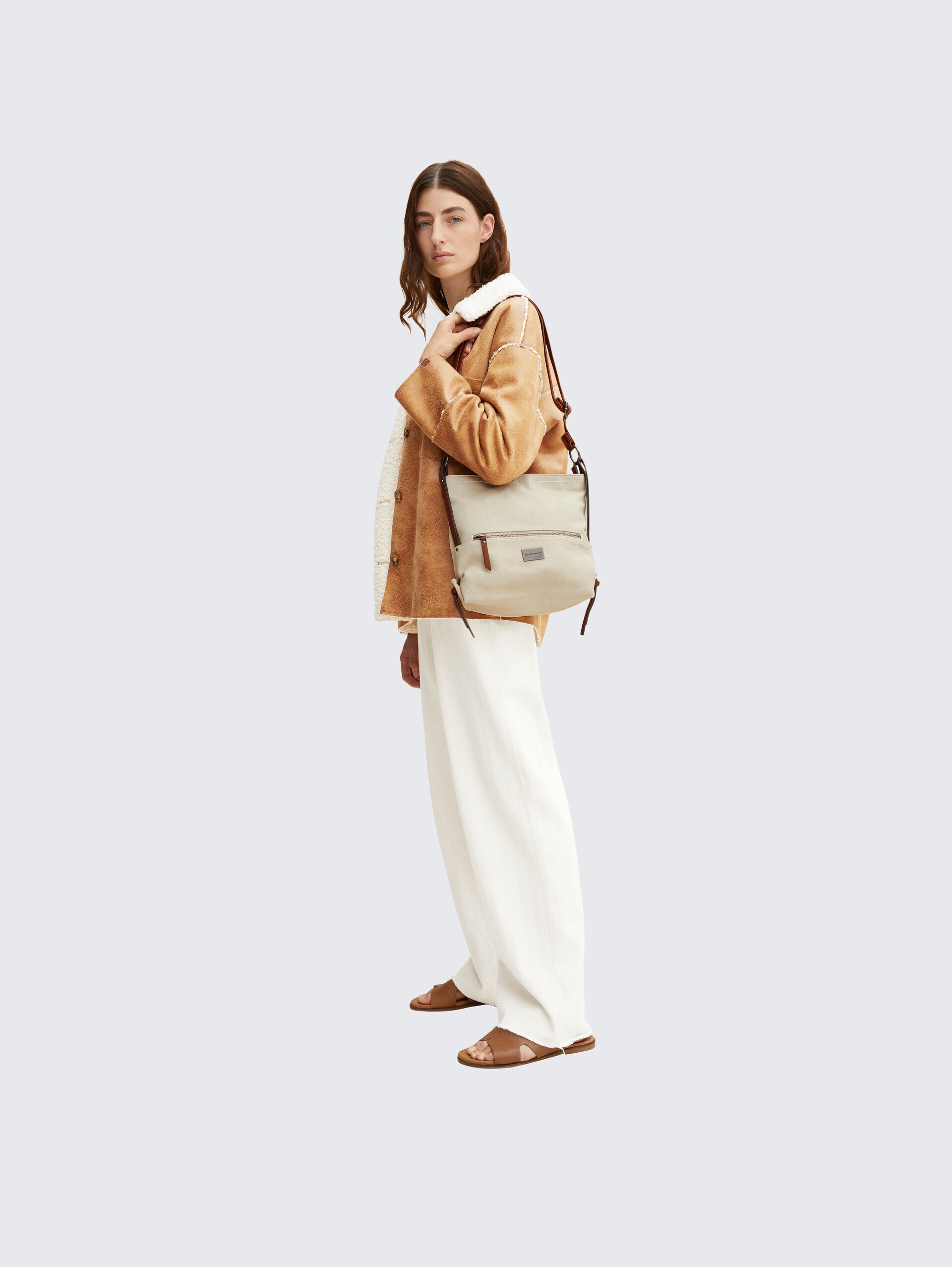 TTELIN M Umhängetasche mit Material-Mix - off white / off white