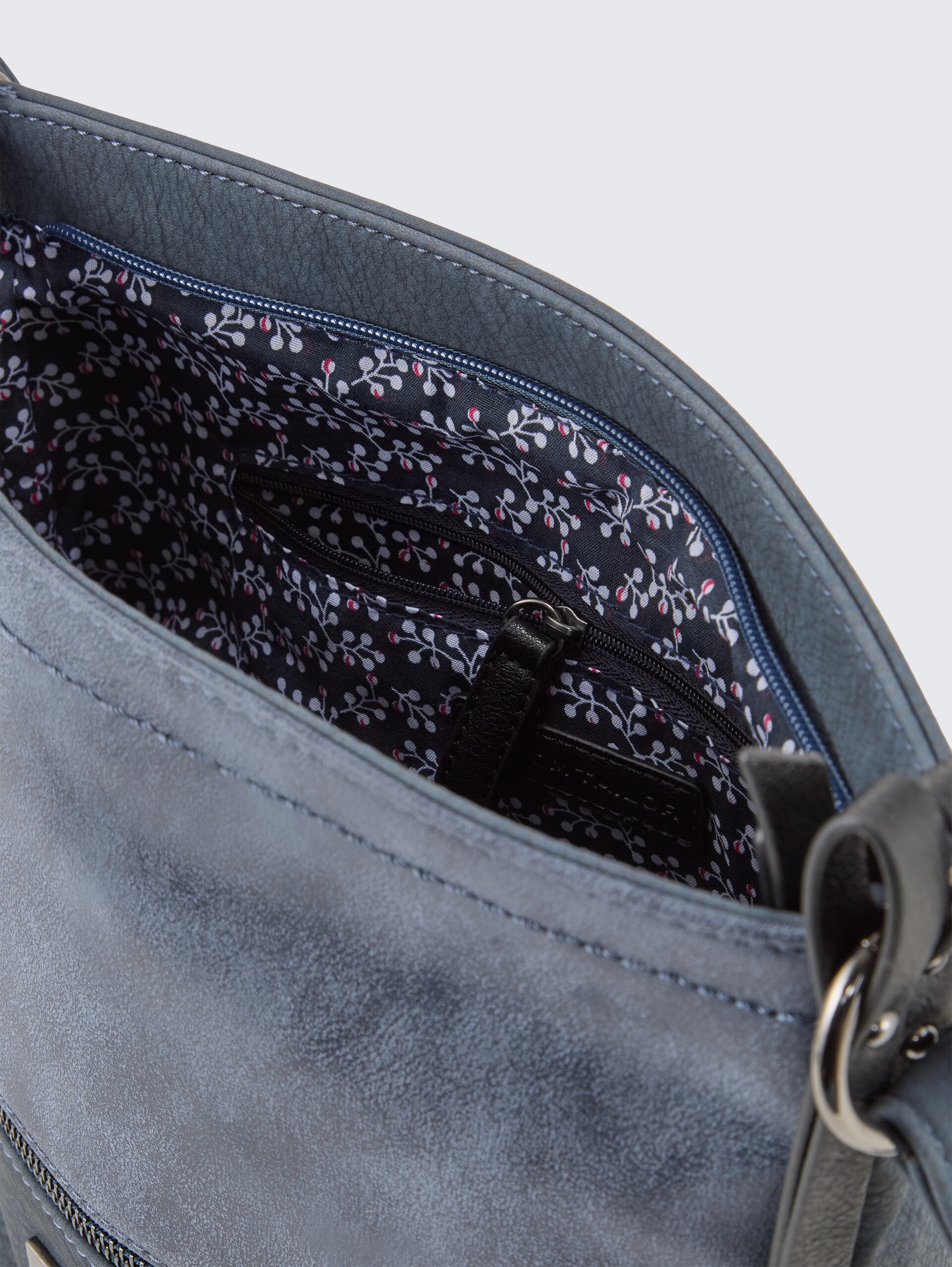TTELIN M Umhängetasche mit Material-Mix - blue - seitliche Produkt-Ansicht 