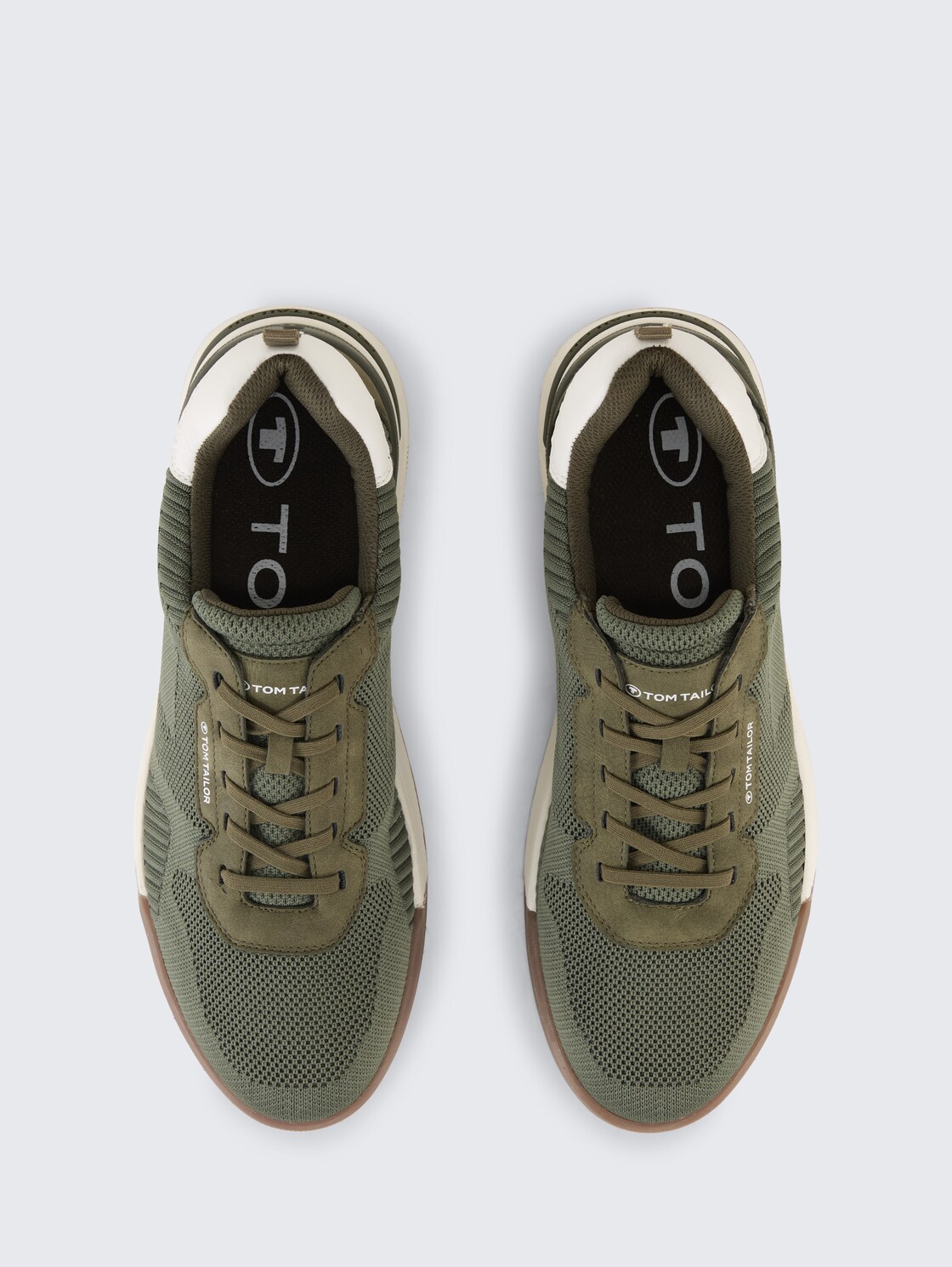 Sneakers met mesh - khaki - Bovenaanzicht product 