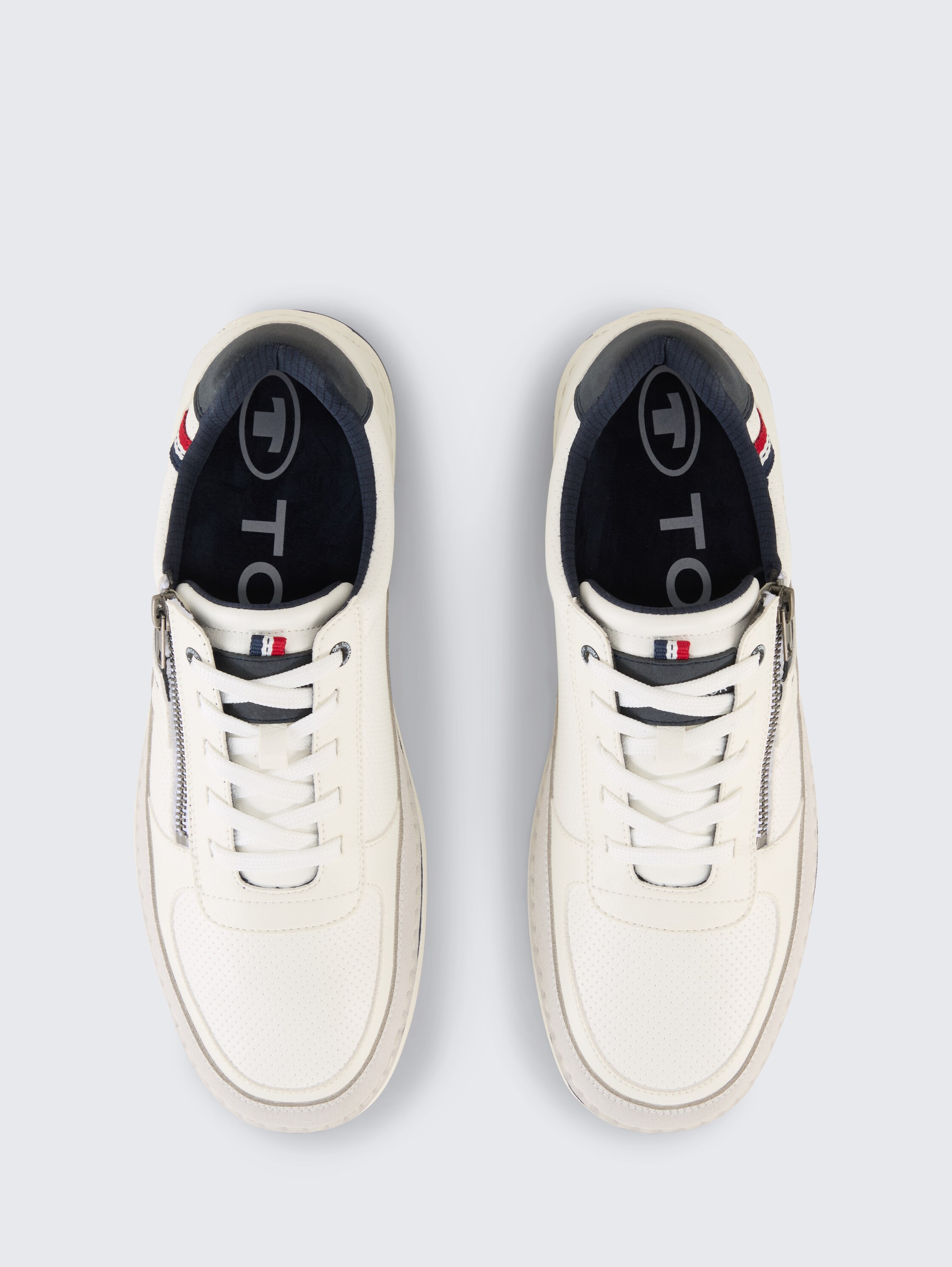 Sneakers with high quality imitation leather - white - Product view from top 