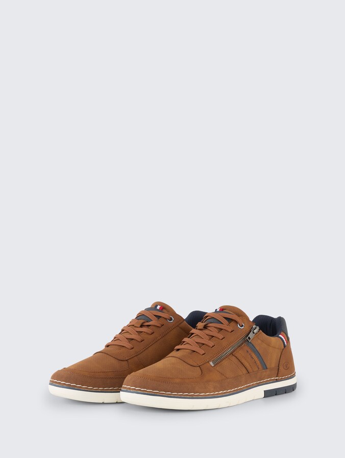 Trainers in textured faux leather by Men, cognac