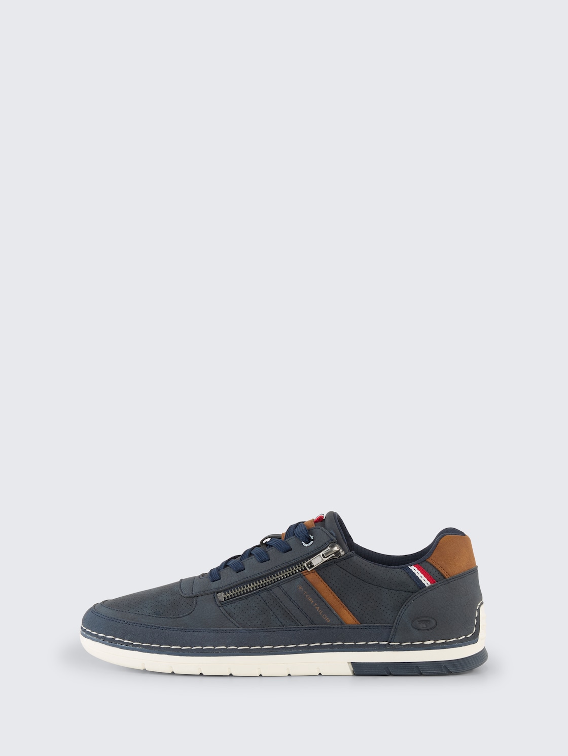 Sneaker aus strukturiertem Lederimitat - navy - seitliche Produkt-Ansicht