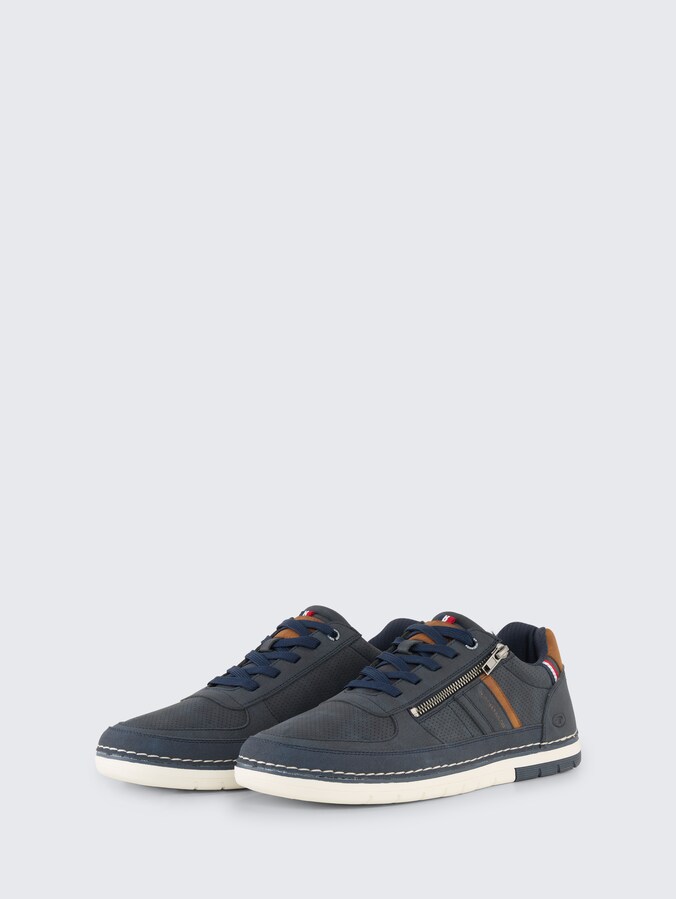 Trainers in textured faux leather by Men, navy