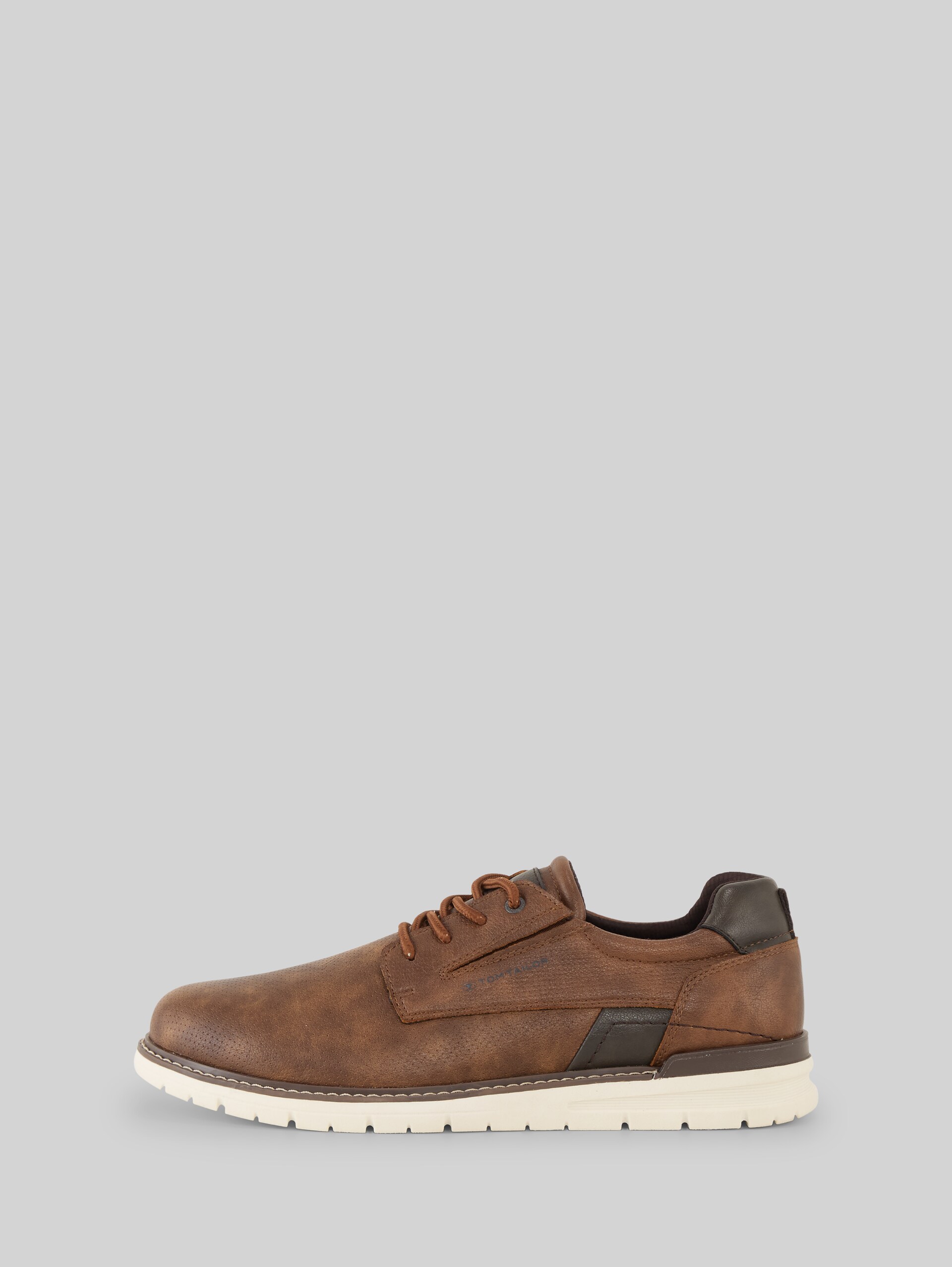 Lace-up shoes in textured faux leather - rust - Product detail view