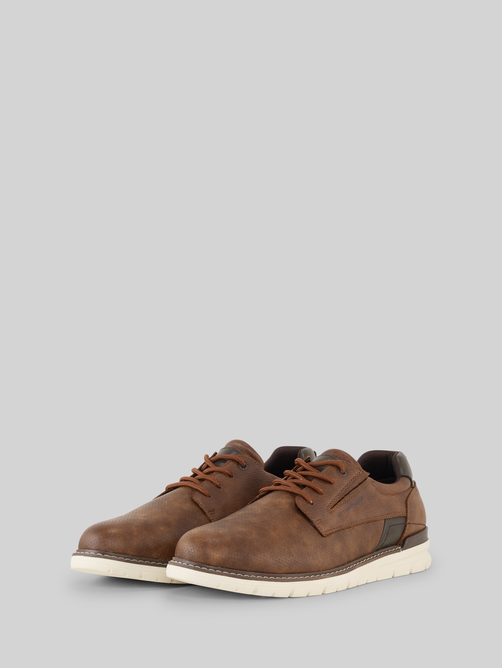 Lace-up shoes in textured faux leather - rust - side product view