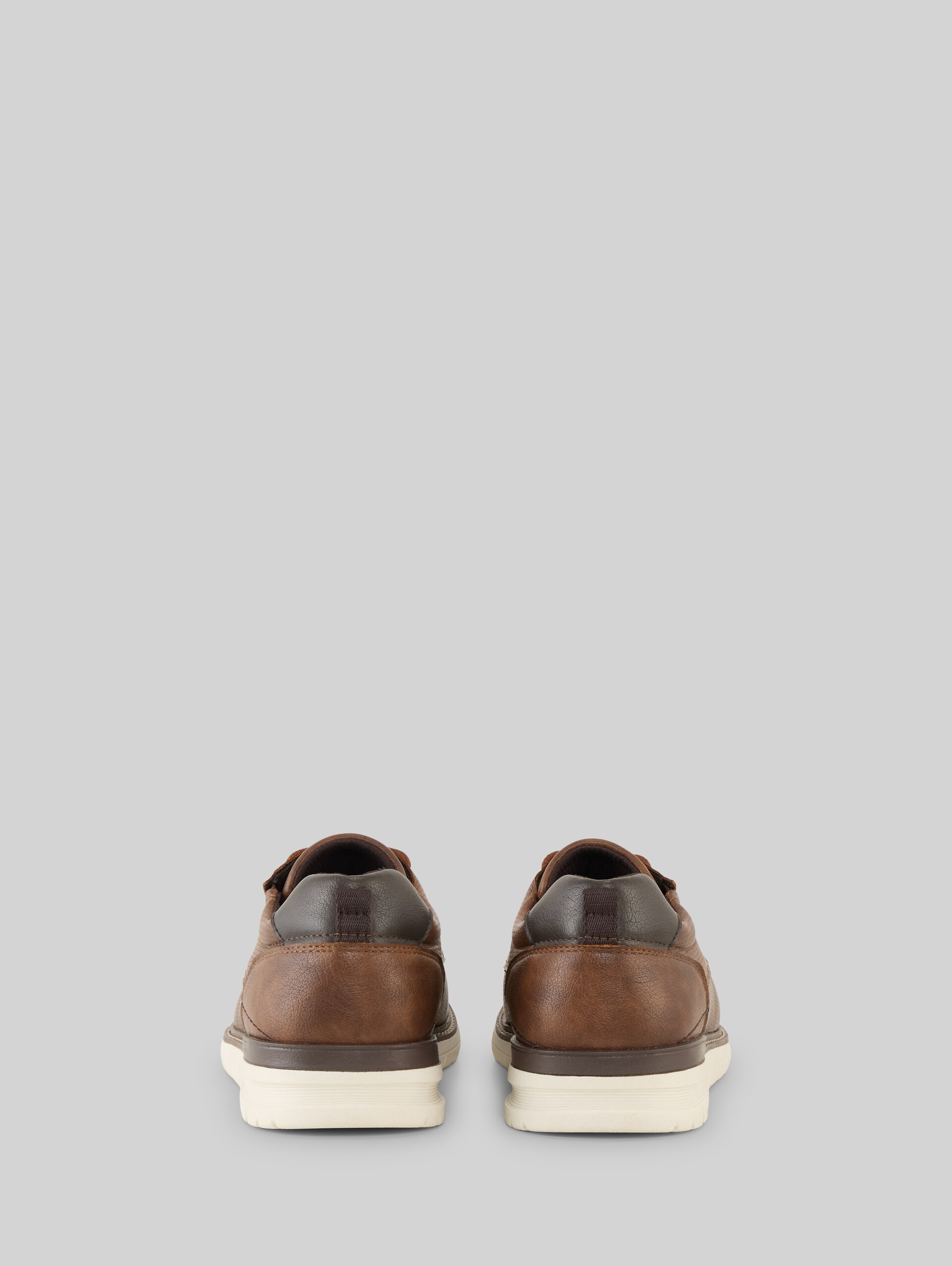 Lace-up shoes in textured faux leather - rust - Product rear view