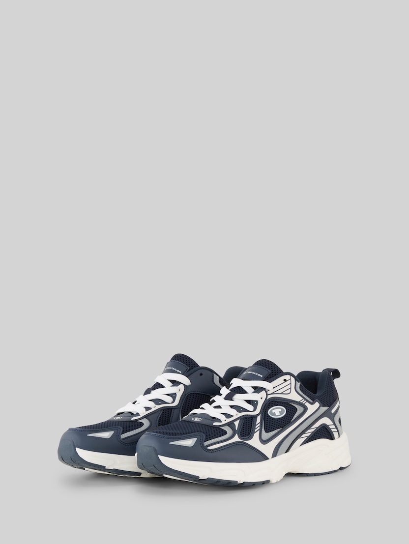 Colour-block trainers by Men, navy-silver