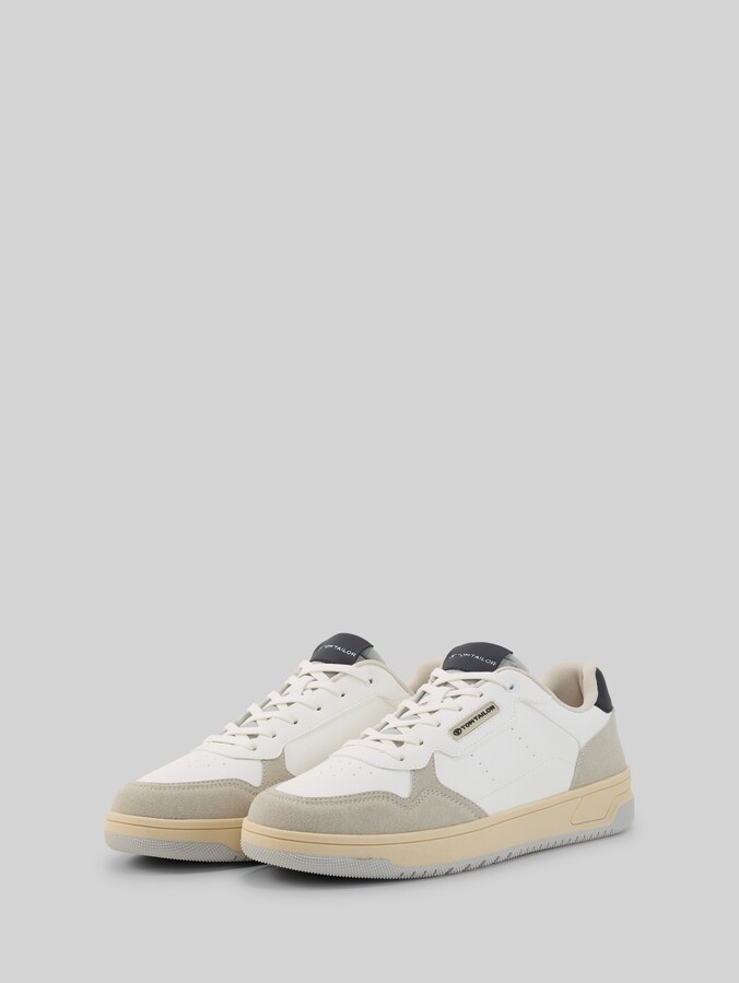 Baskets à blocs de couleur par Men, white-grey-navy