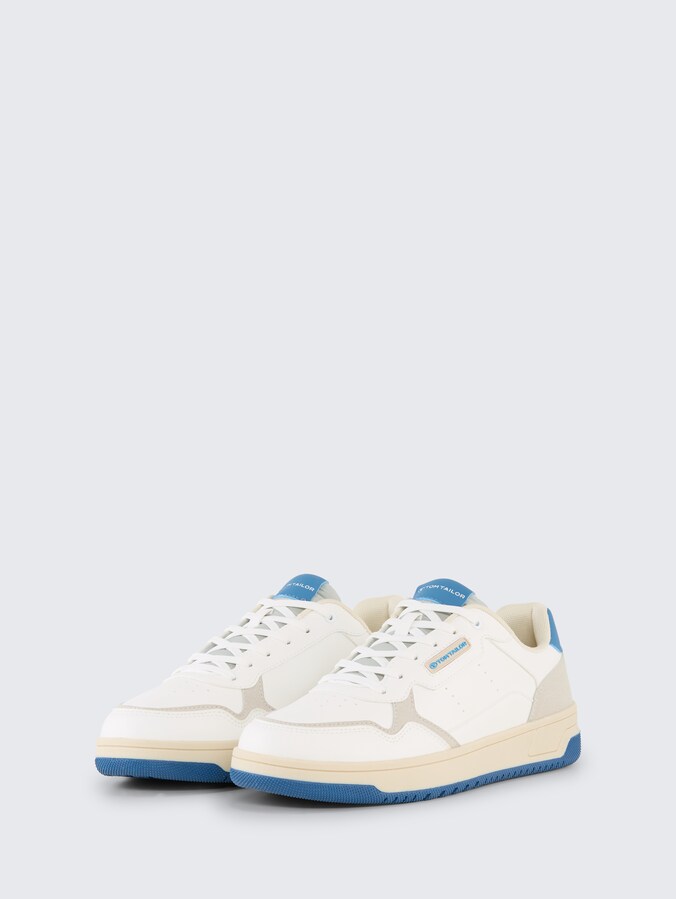 Trainers with colour blocking by Men, white-blue